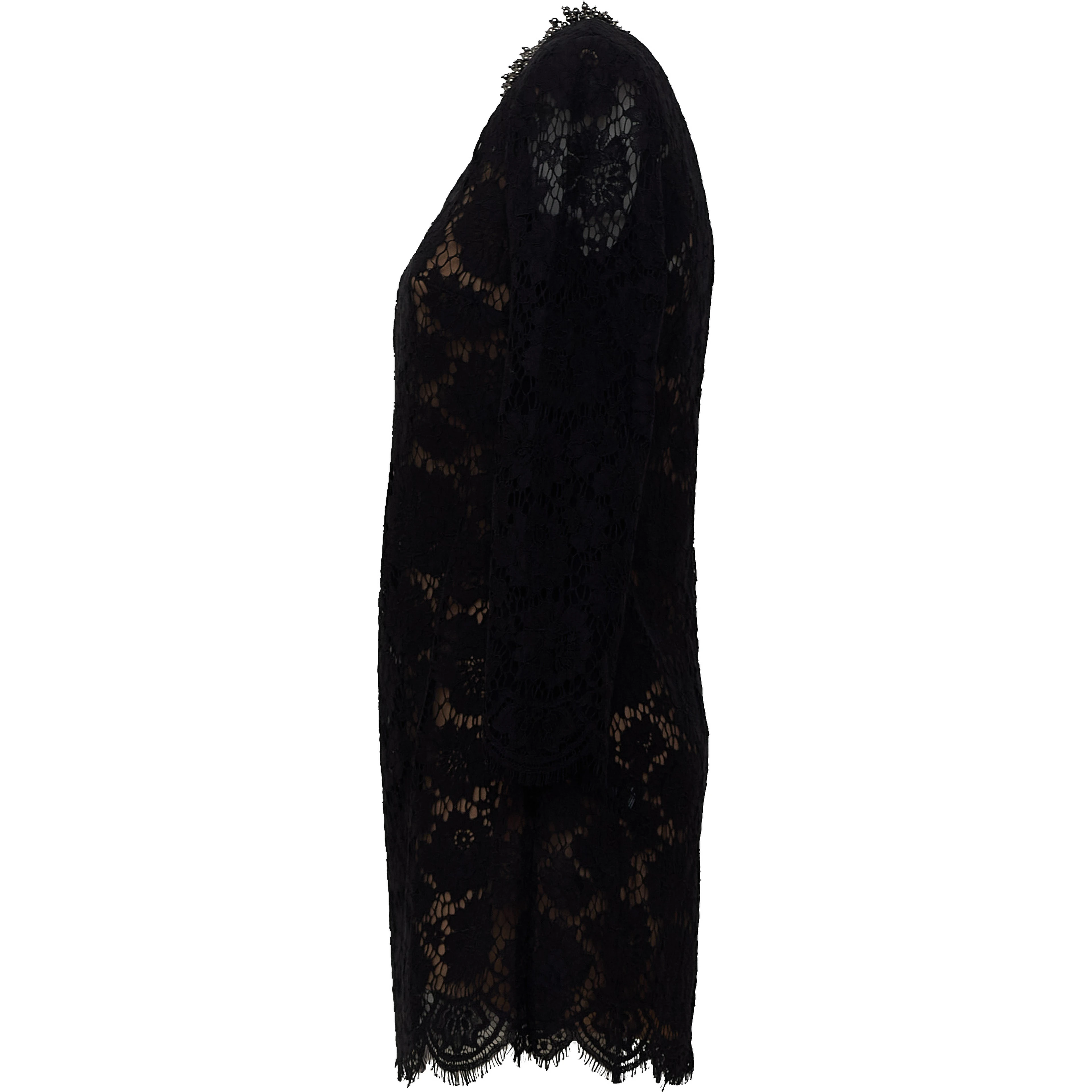 Black Lace Long Sleeve Mini Dress