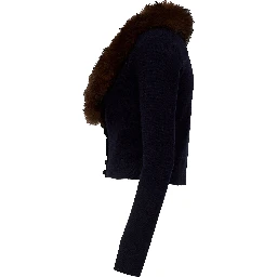Navy Faux Fur Knit Cardigan
