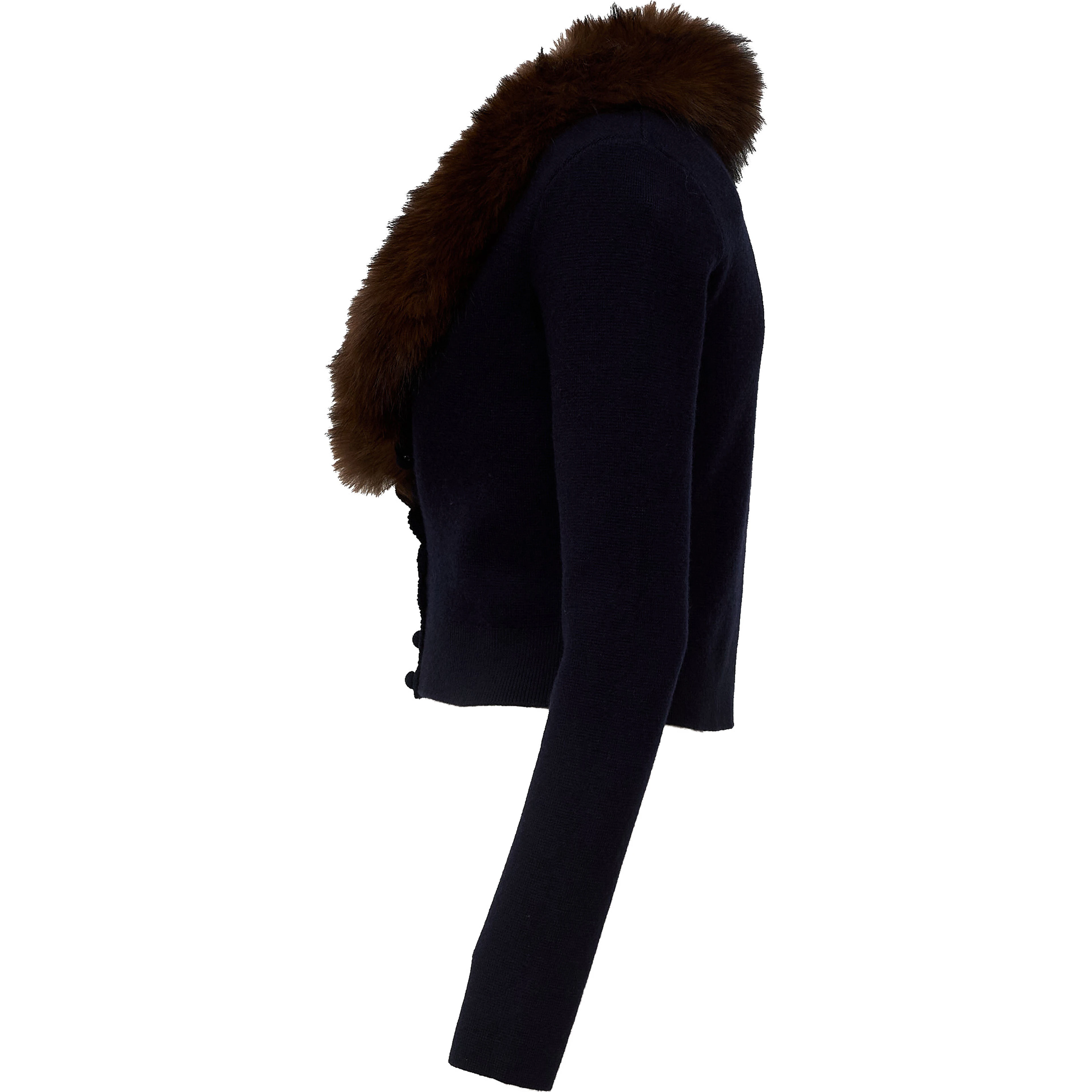 Navy Faux Fur Knit Cardigan