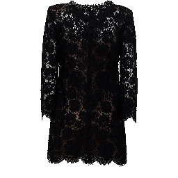 Black Lace Long Sleeve Mini Dress