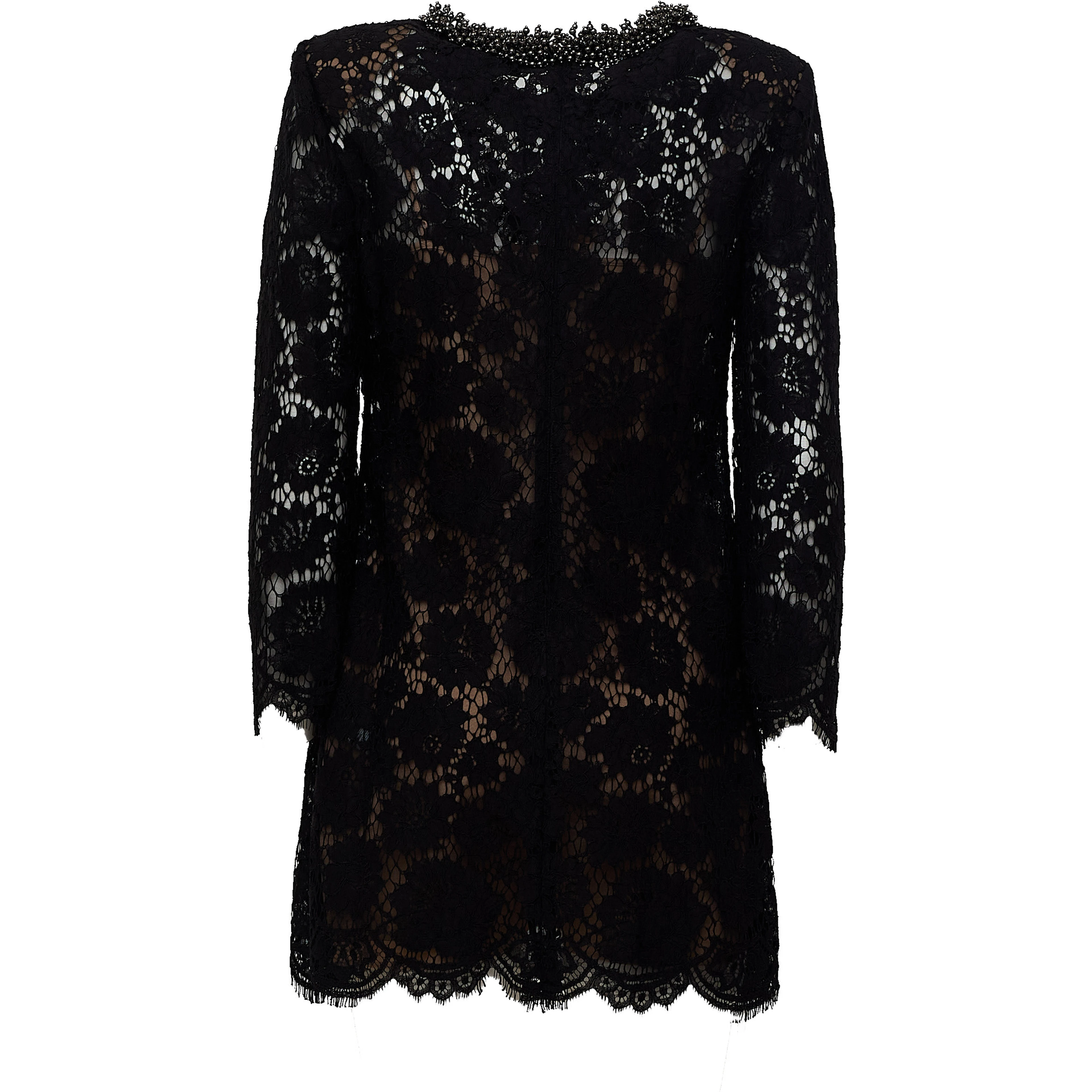 Black Lace Long Sleeve Mini Dress