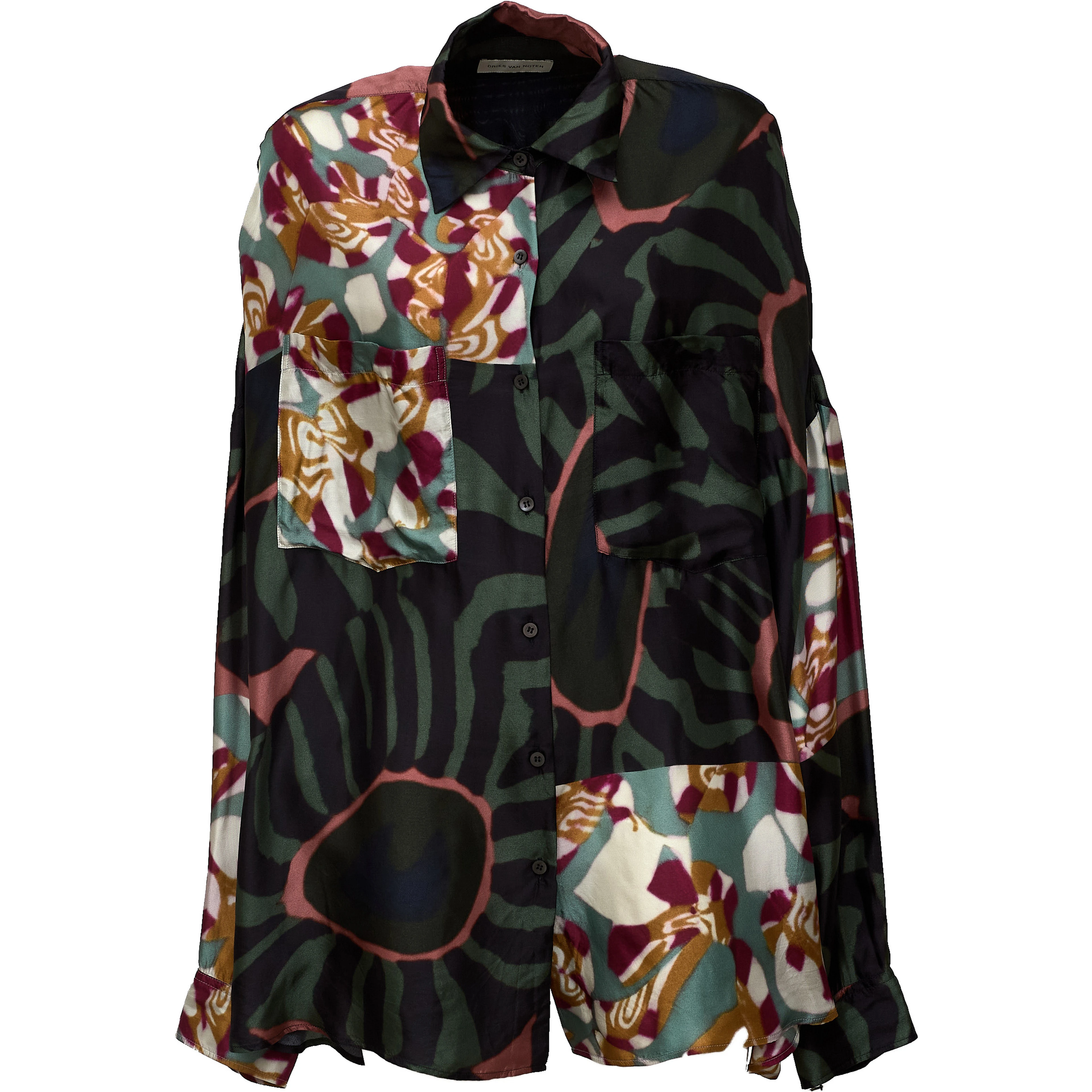 Casia Bis Shirt Marbled Clay Border Print Fluid Viscose Twill