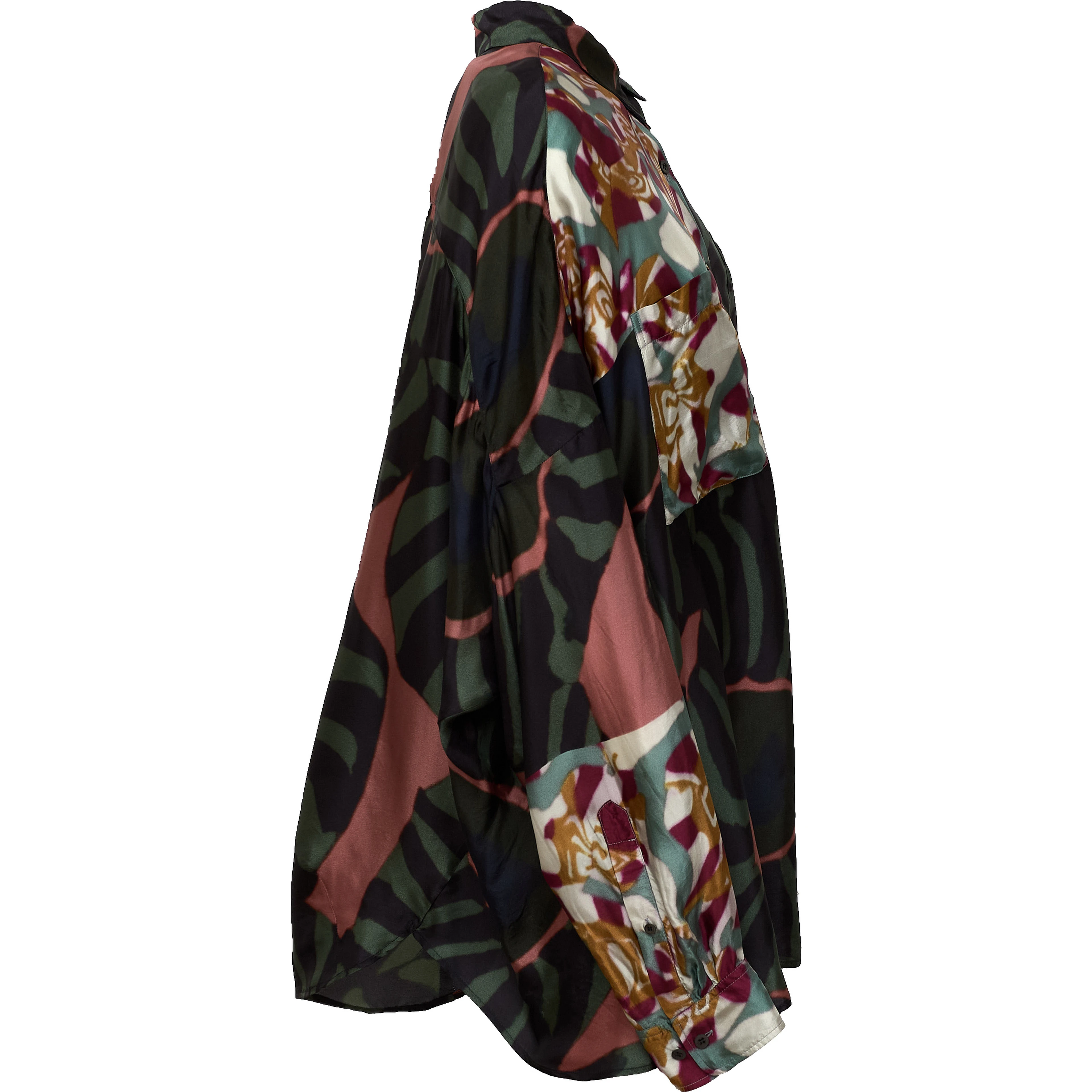 Casia Bis Shirt Marbled Clay Border Print Fluid Viscose Twill