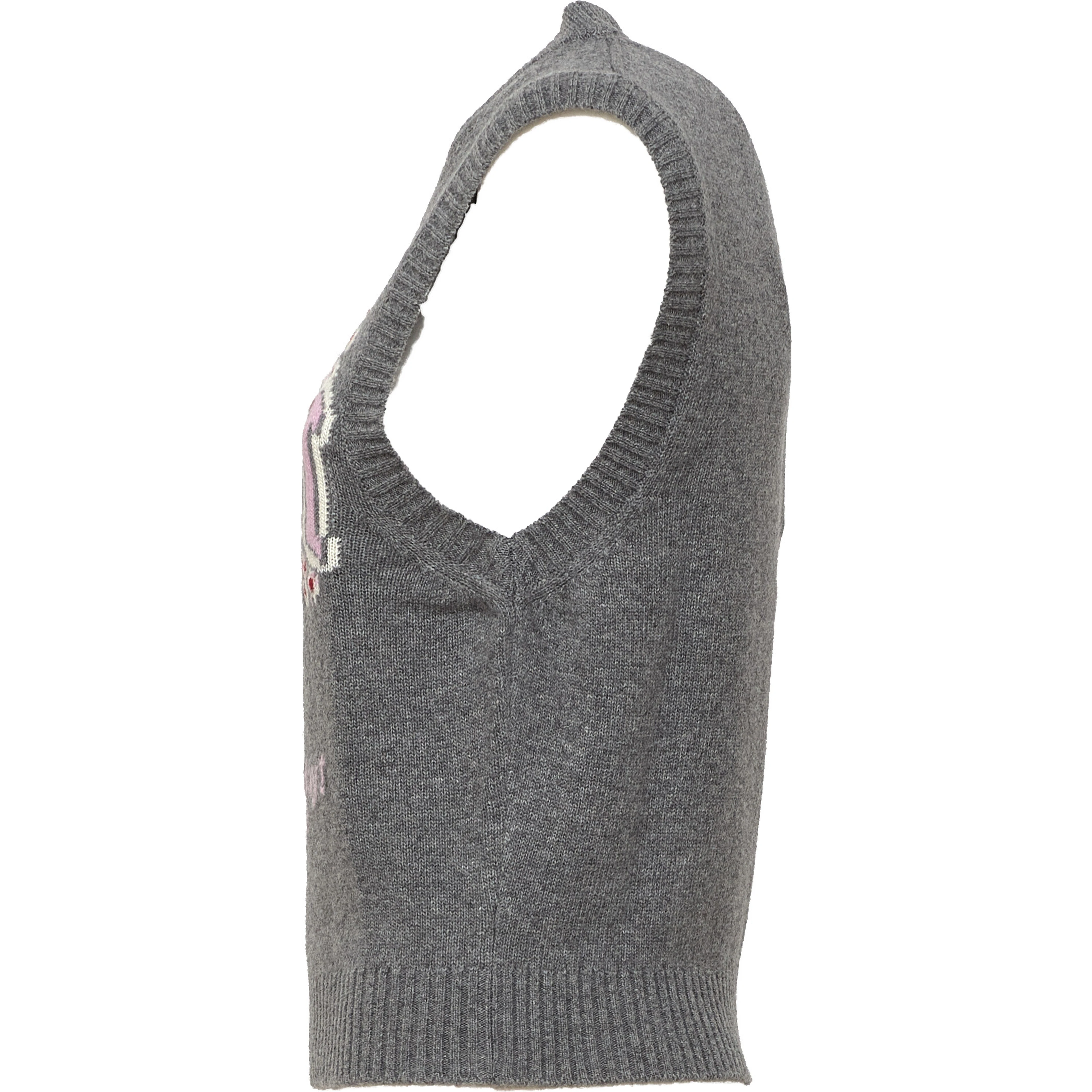 Graphic Wool Vest Flowers