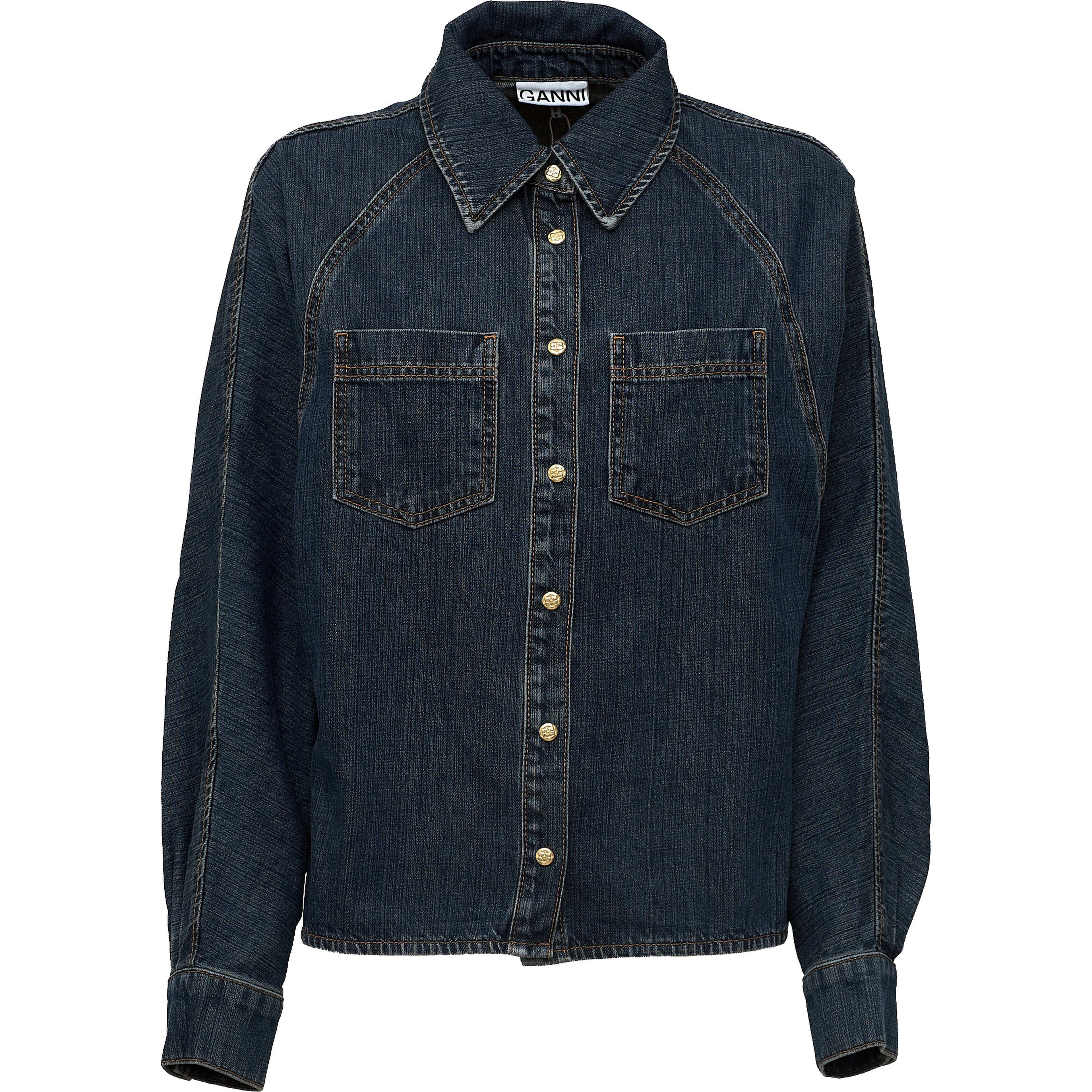 Slub Mix Denim Batwing Shirt