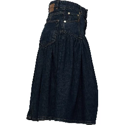 Slub Mix Denim Midi Skirt
