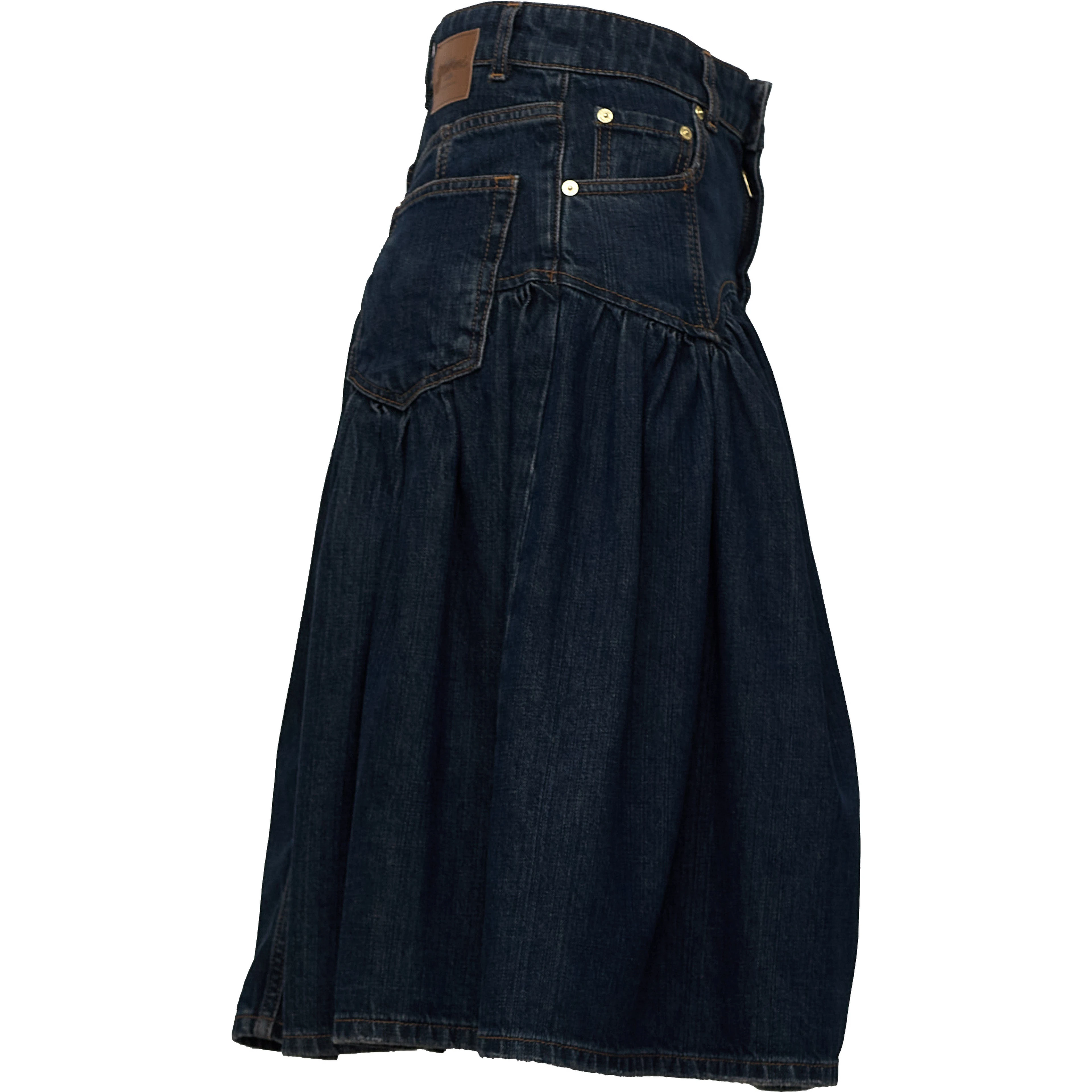 Slub Mix Denim Midi Skirt
