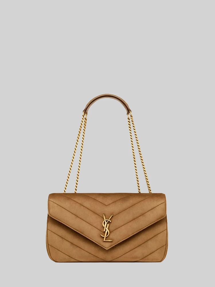 Medium Loulou bag in matelassé suede