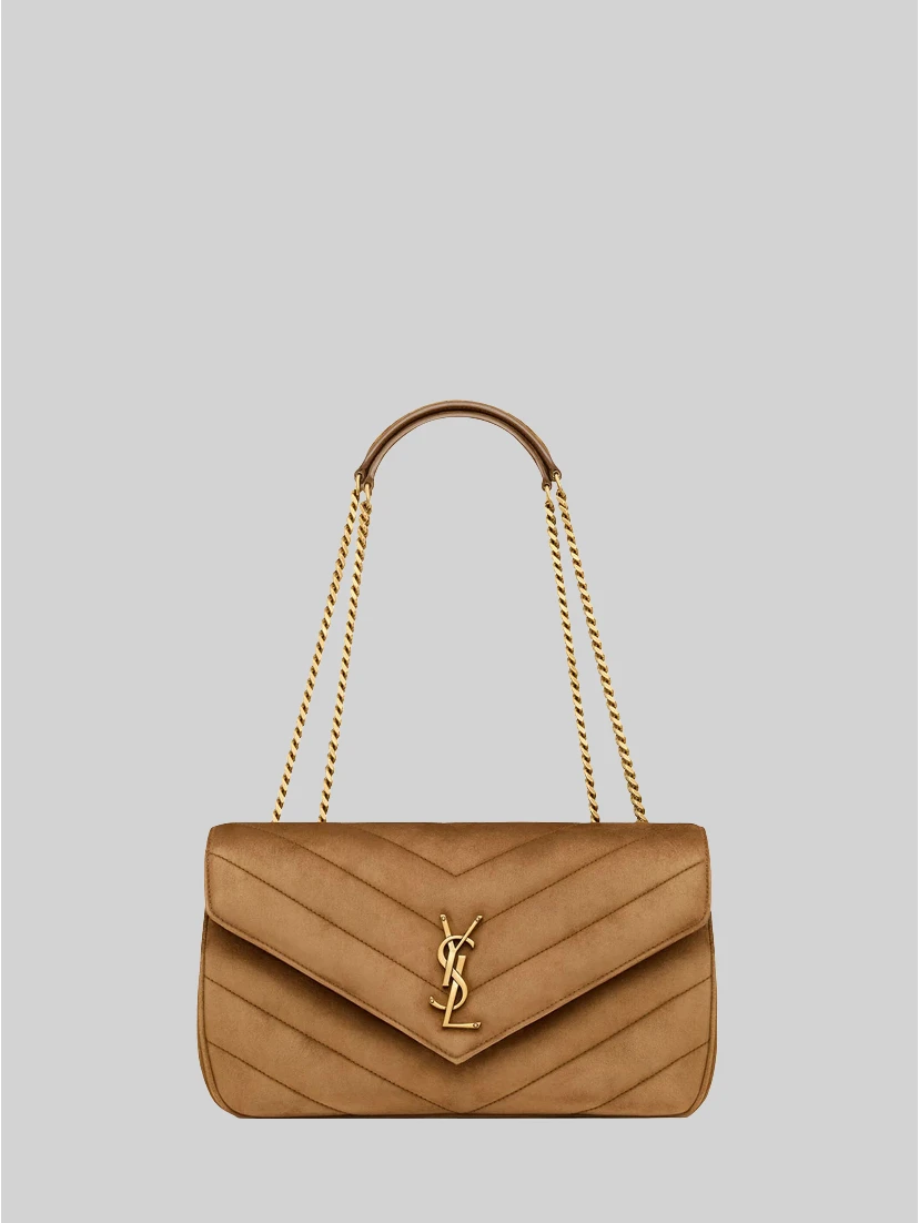 Medium Loulou bag in matelassé suede