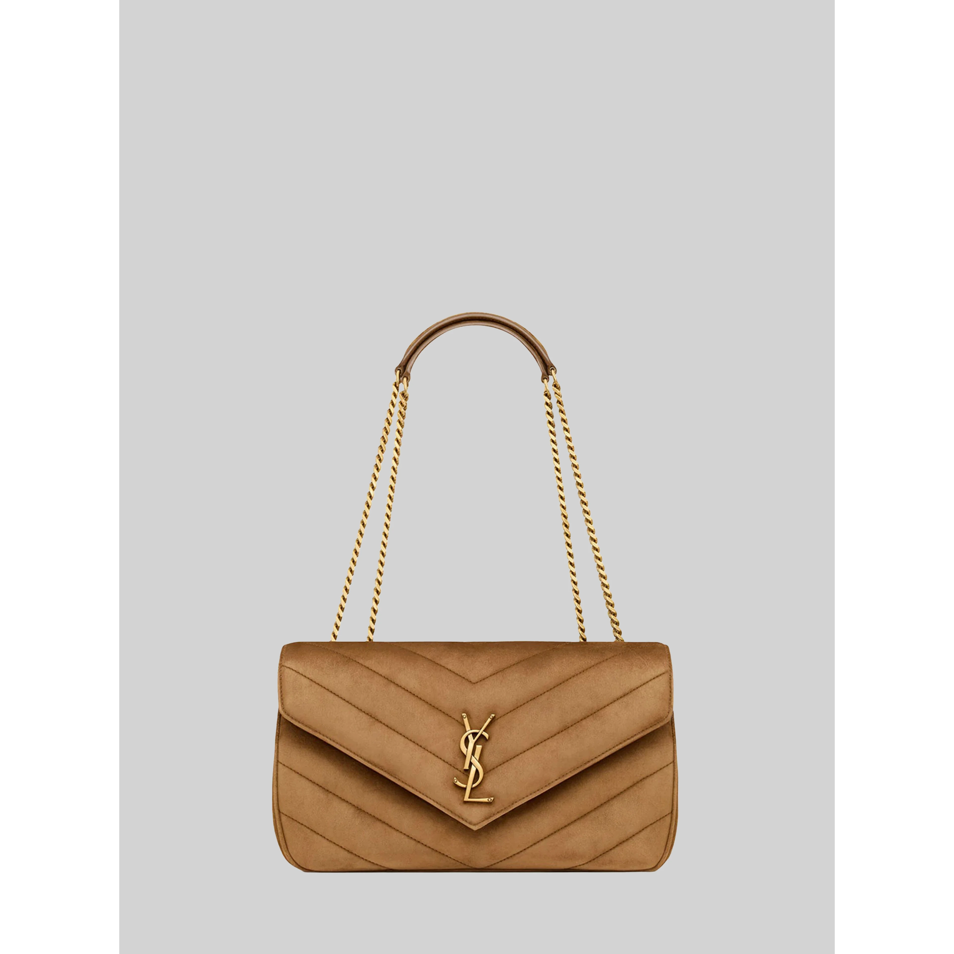 Medium Loulou bag in matelassé suede