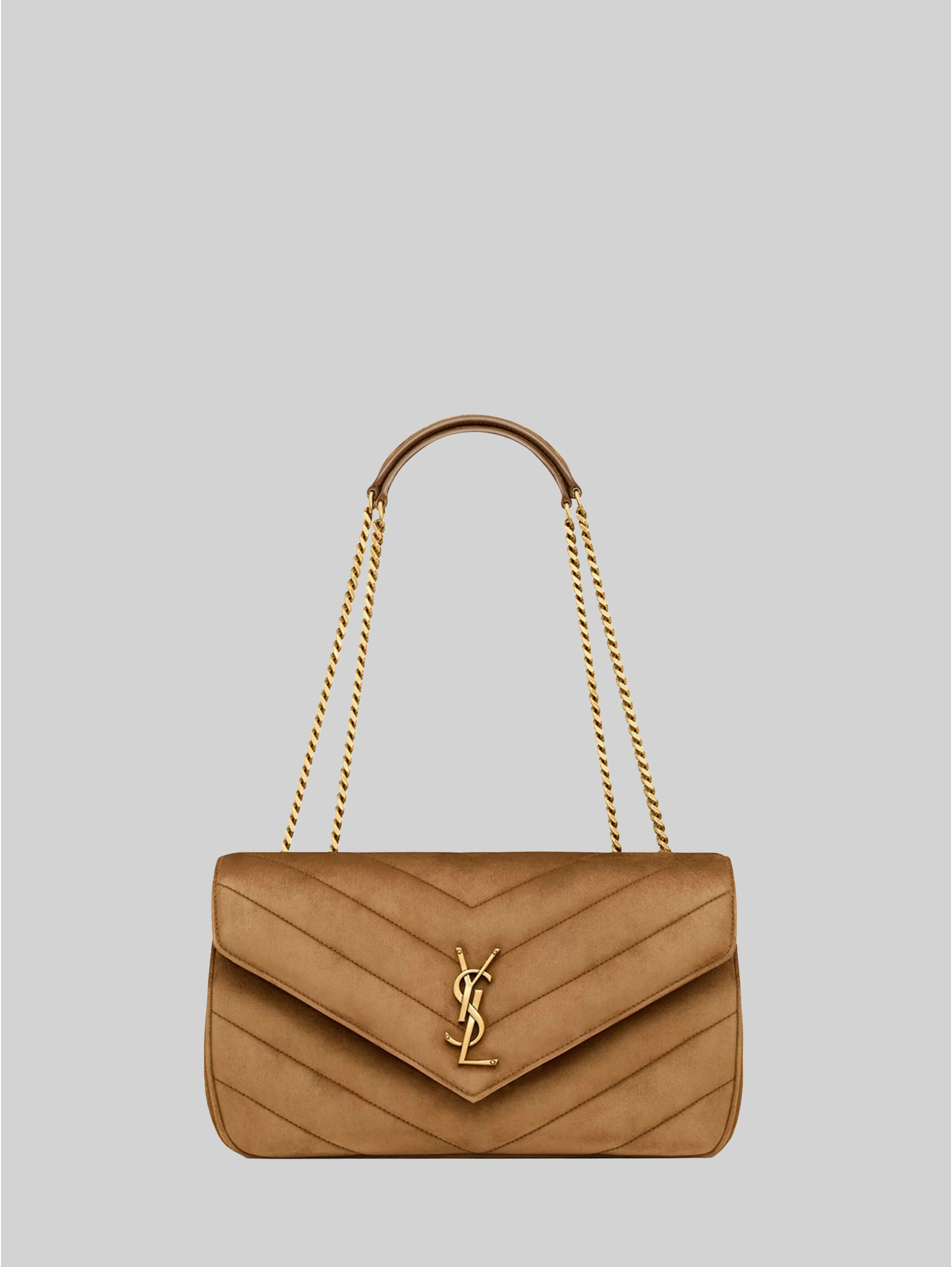 Medium Loulou bag in matelassé suede