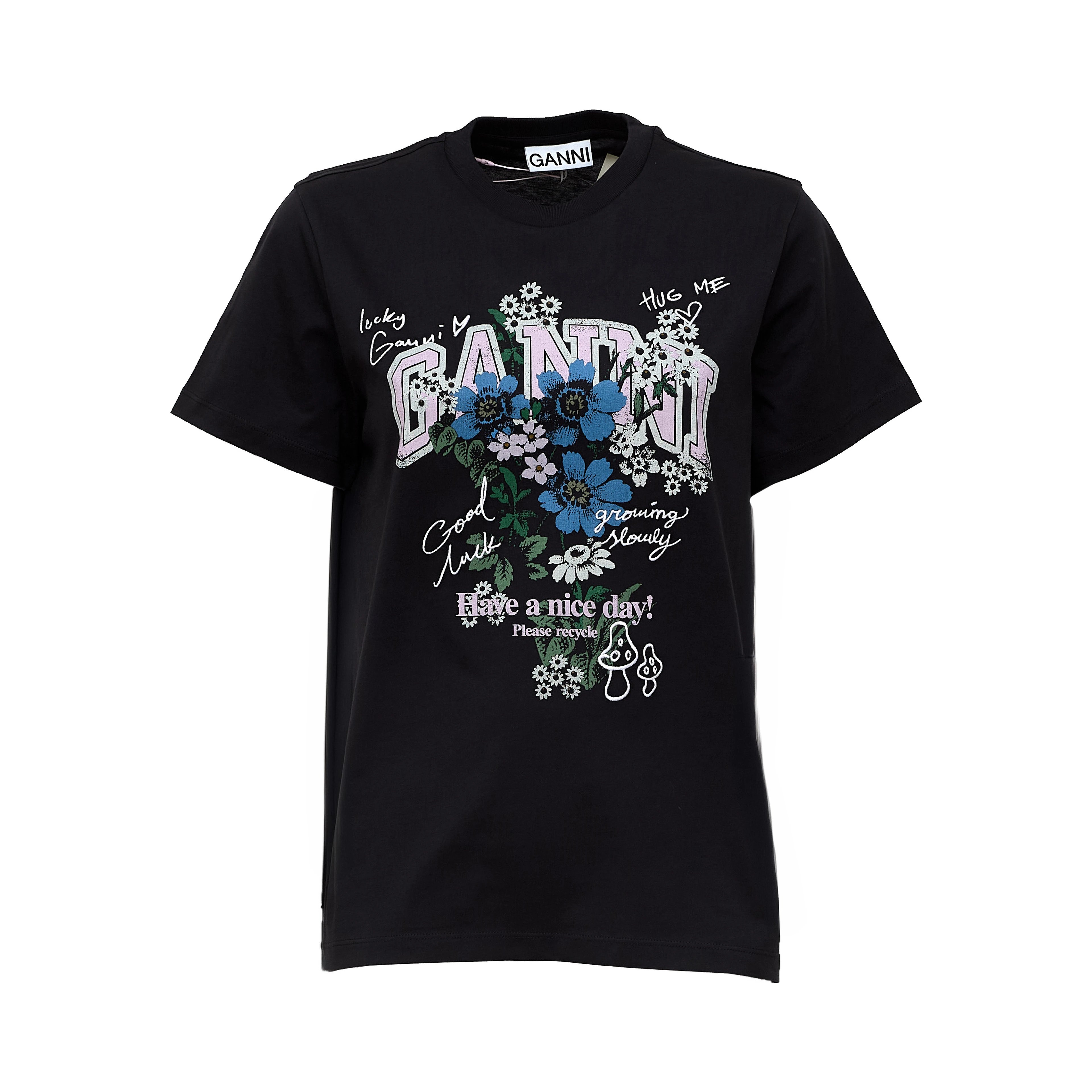 Basic Cotton Relaxed T-Shirt Flower Print