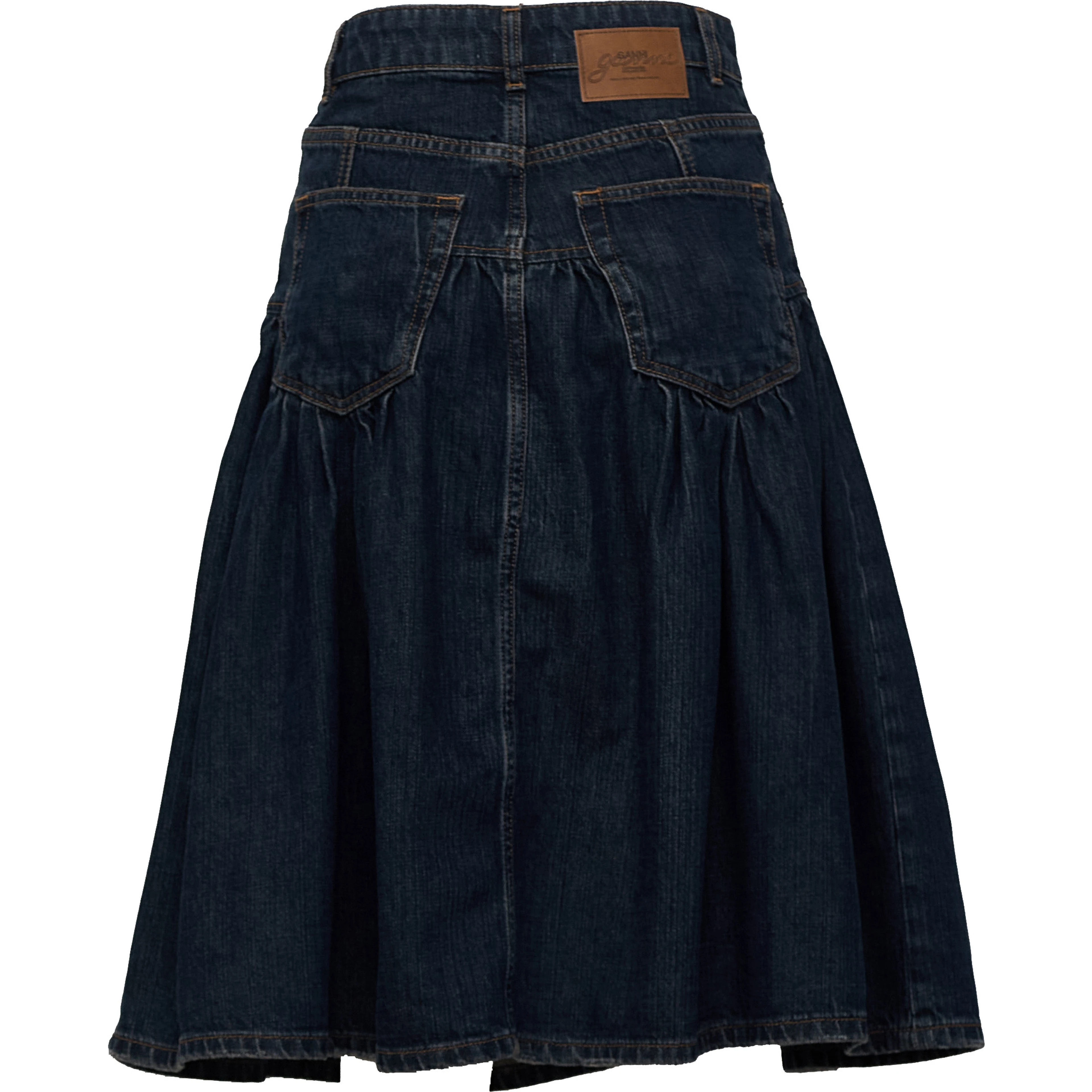 Slub Mix Denim Midi Skirt