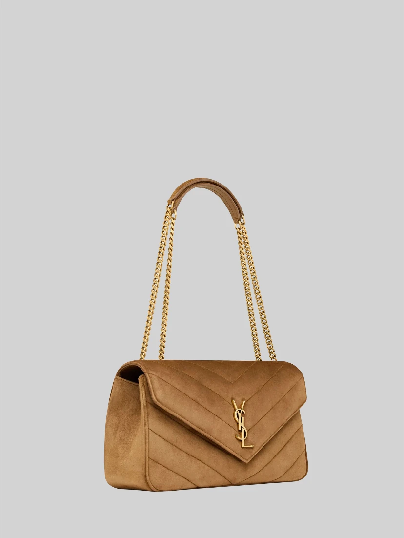 Medium Loulou bag in matelassé suede