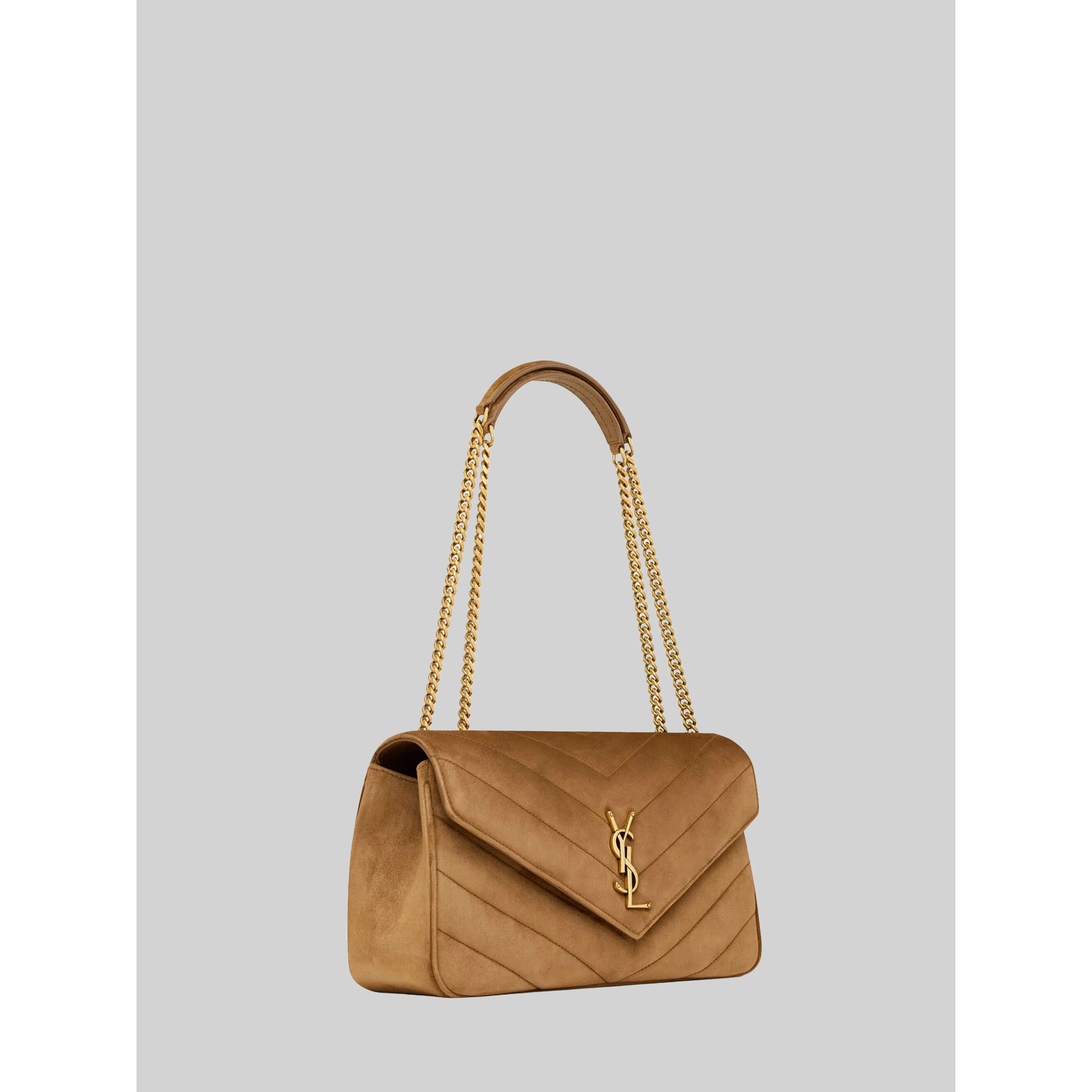 Medium Loulou bag in matelassé suede