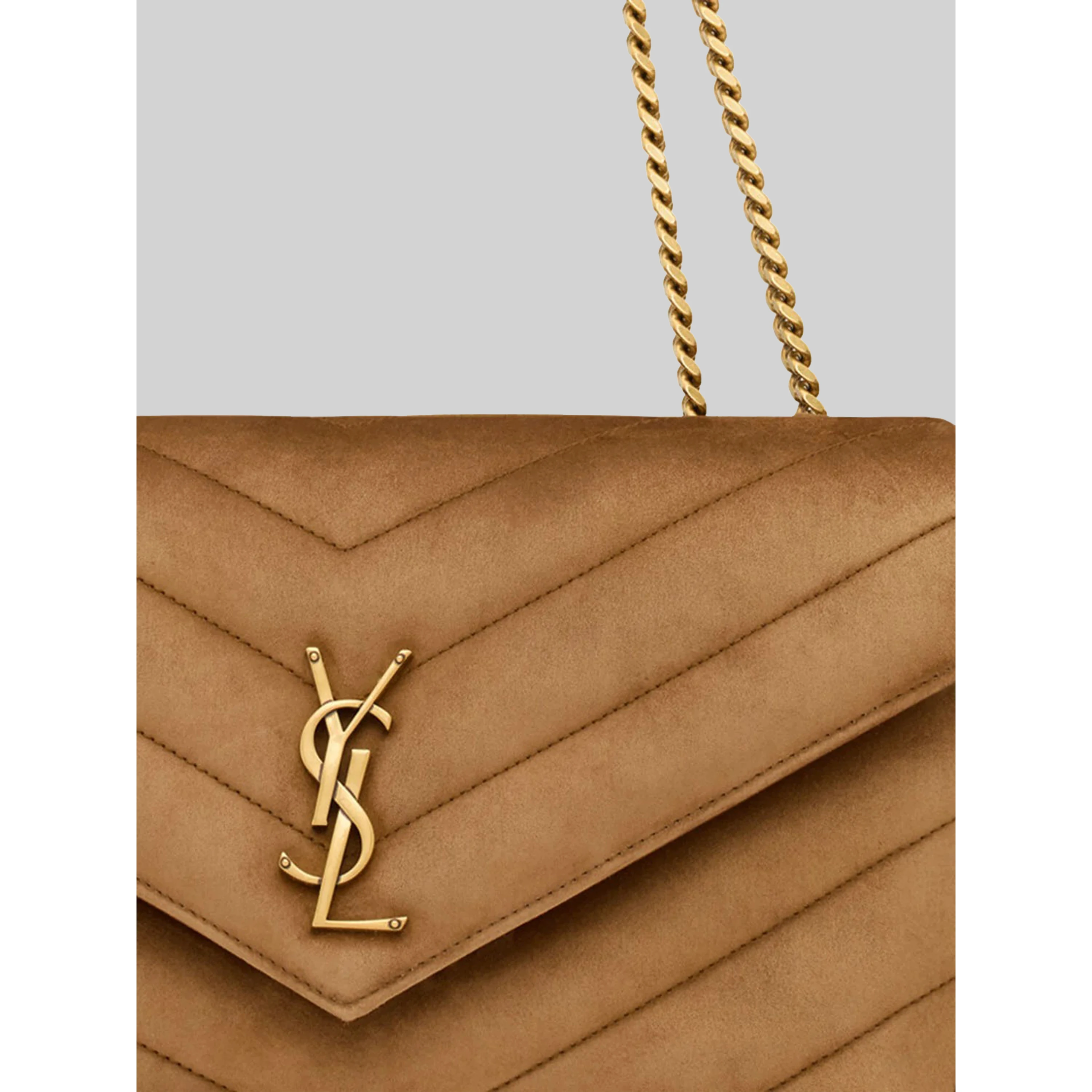 Medium Loulou bag in matelassé suede