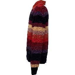 Chenille Striped Long Sleeve Polo Horse Patch