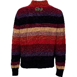 Chenille Striped Long Sleeve Polo Horse Patch