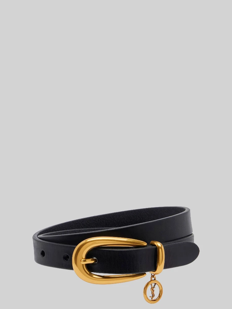 Thin Cassandre belt in black leather