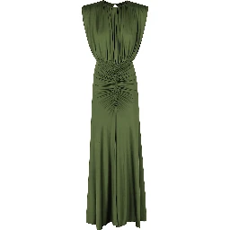 OLIVE JERSEY GATHERED MAXII DRESS