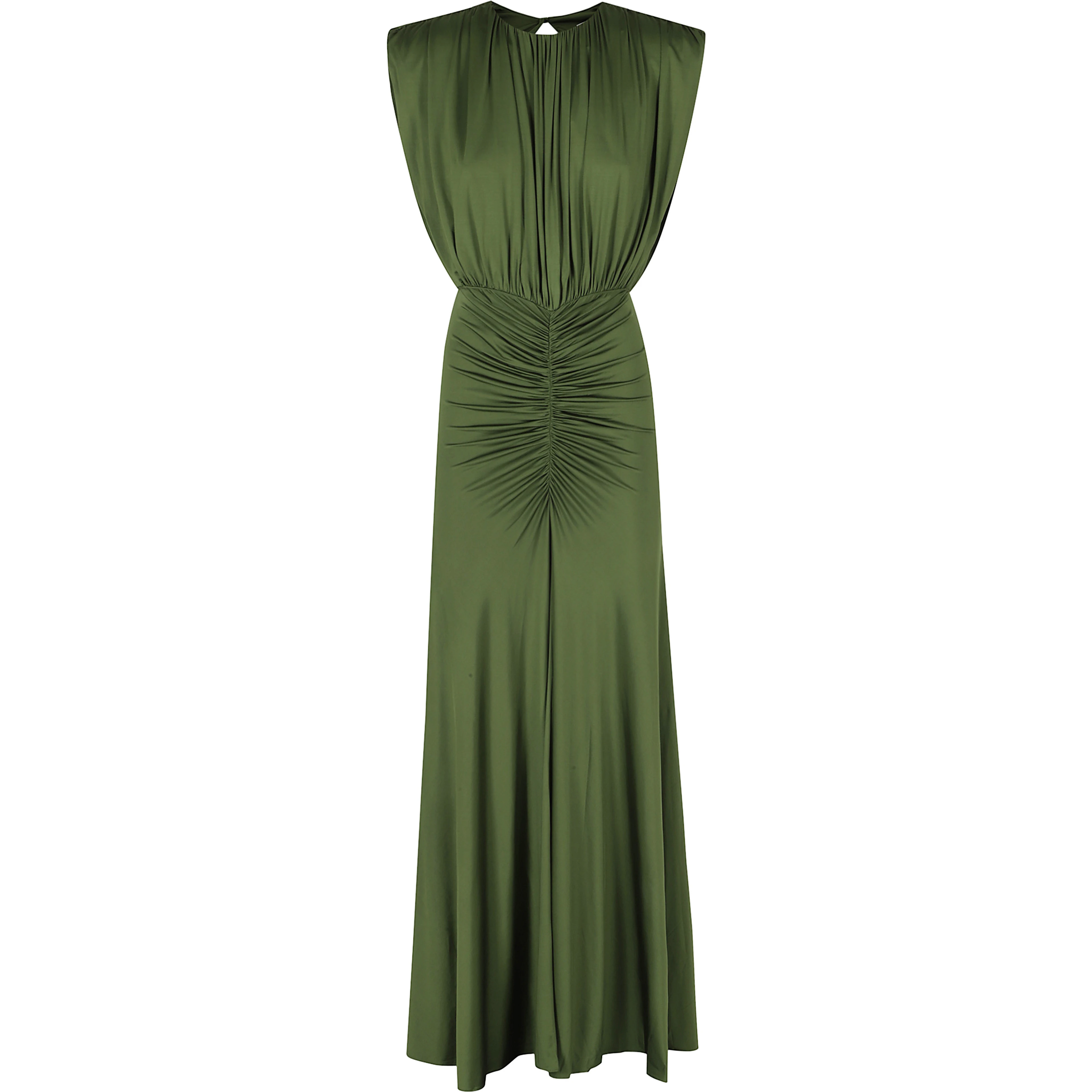 OLIVE JERSEY GATHERED MAXII DRESS