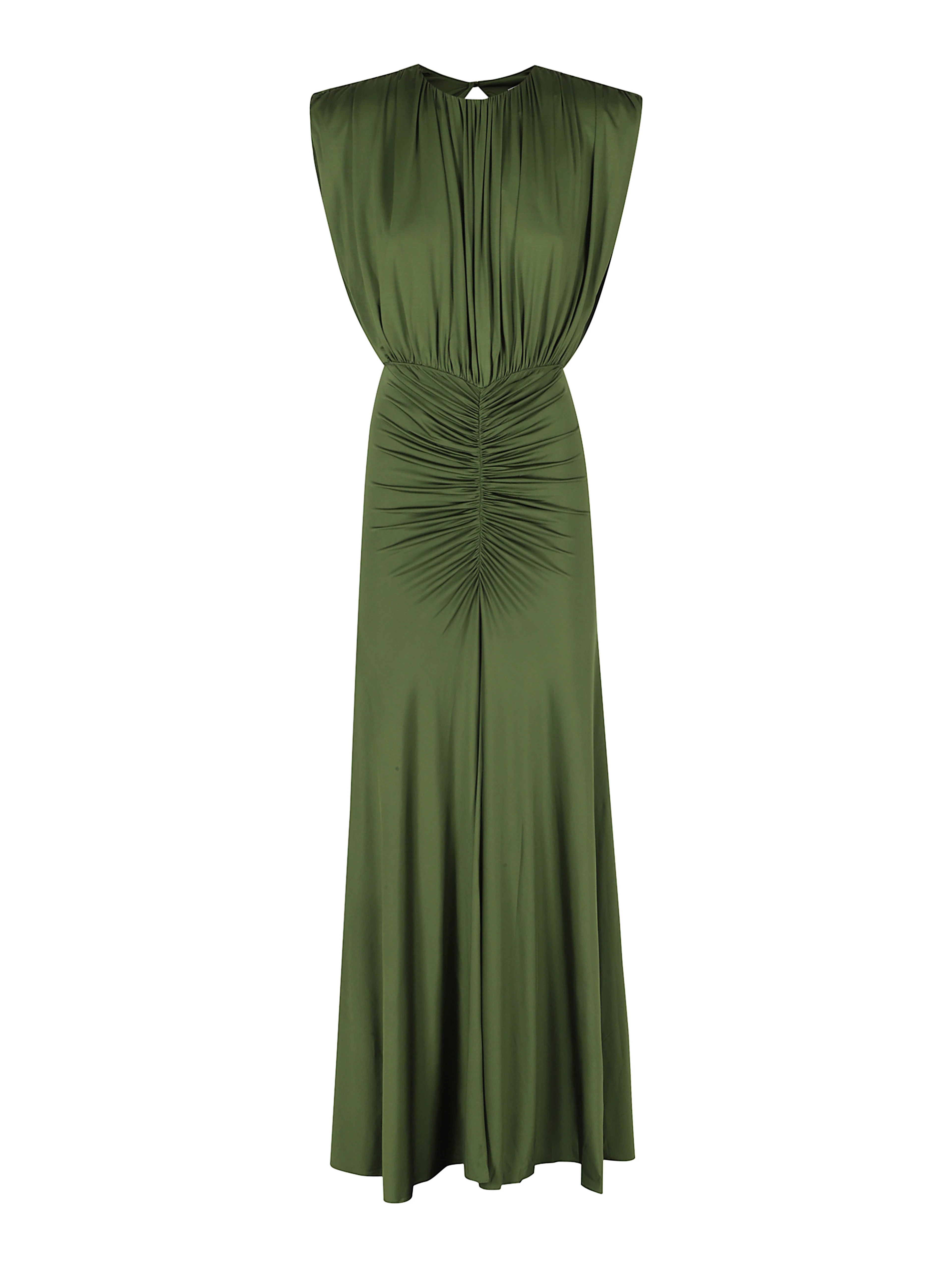 OLIVE JERSEY GATHERED MAXII DRESS