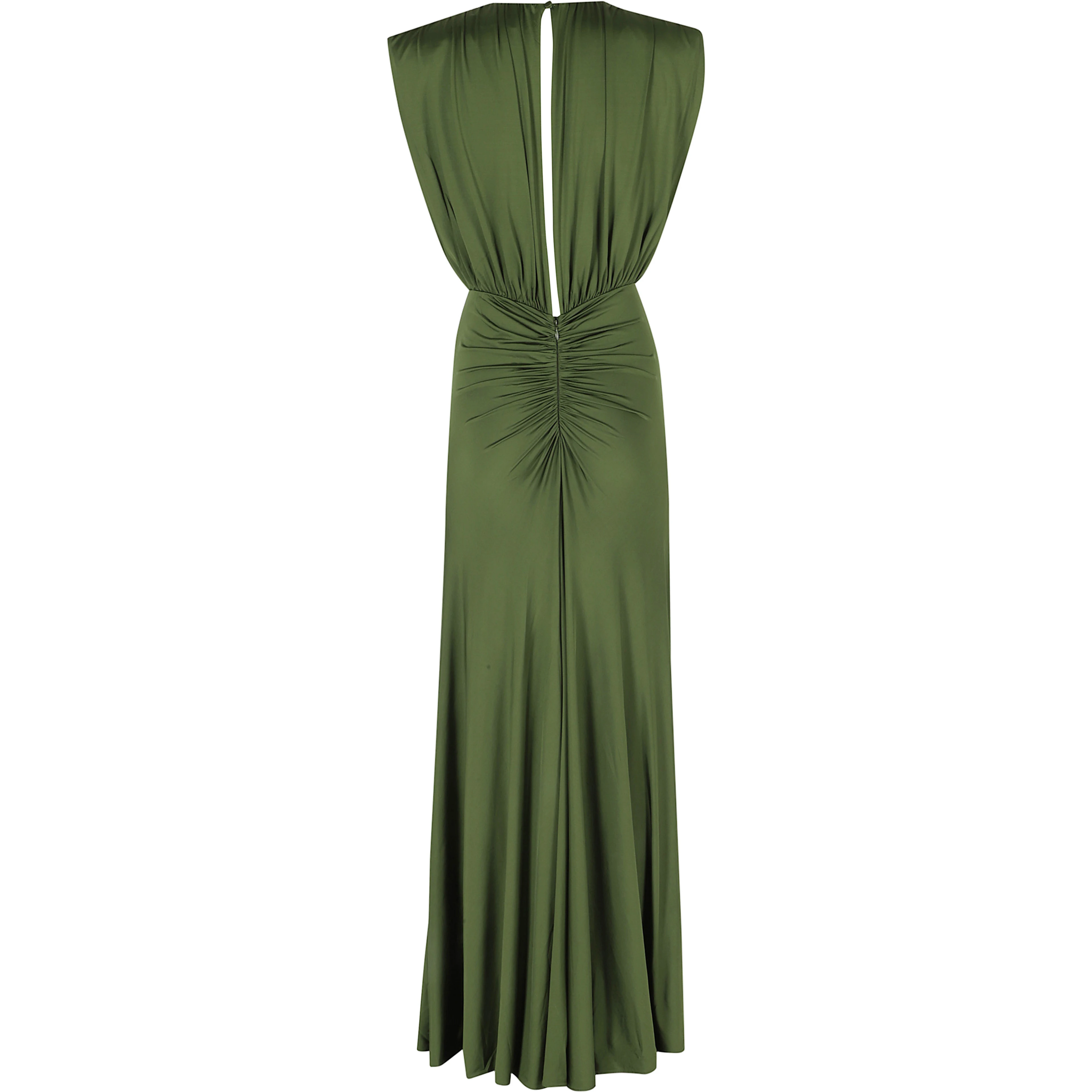 OLIVE JERSEY GATHERED MAXII DRESS