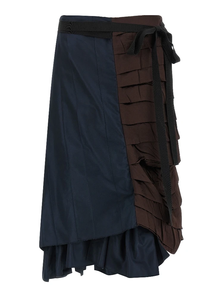 Multicolor Silk Midi Skirt