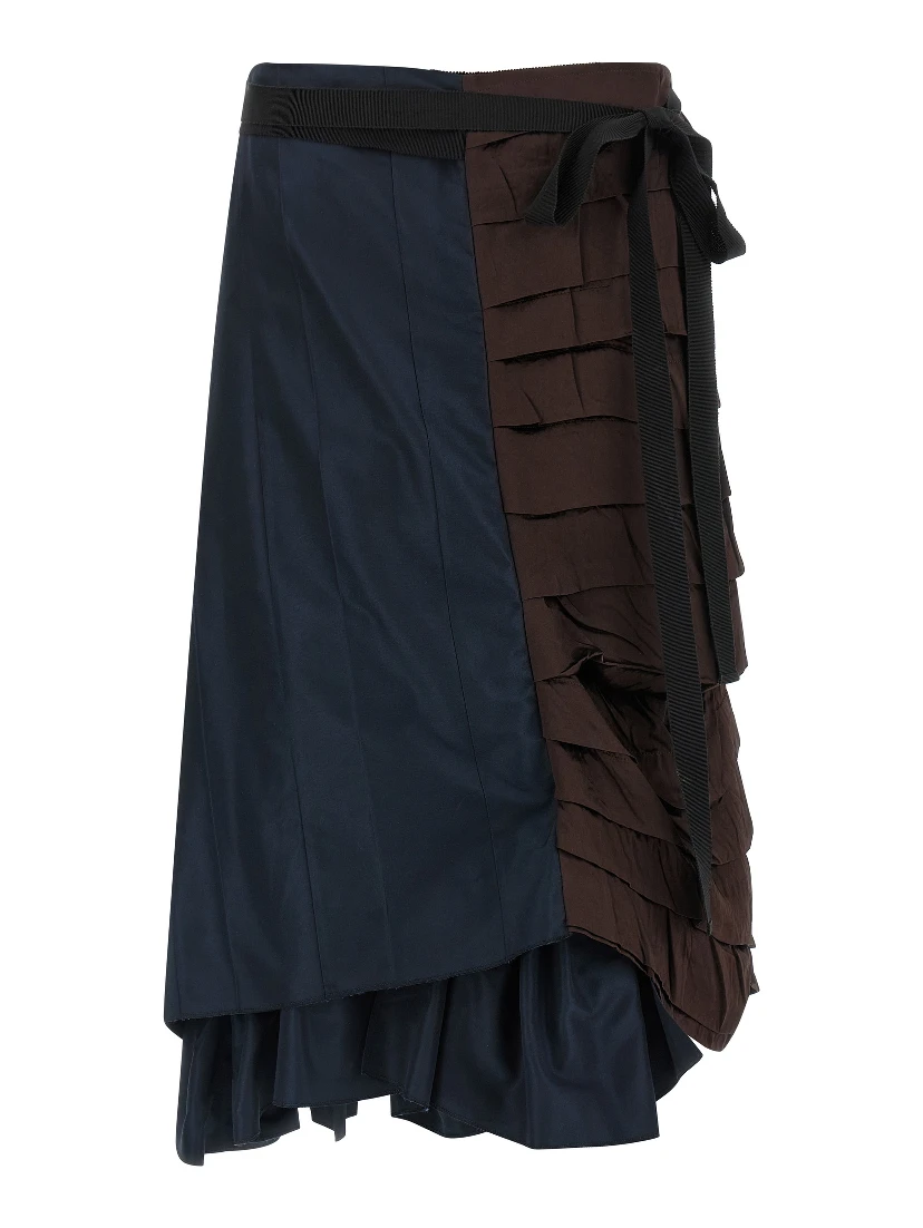 Multicolor Silk Midi Skirt
