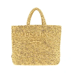 Beige Raffia Tote Bag