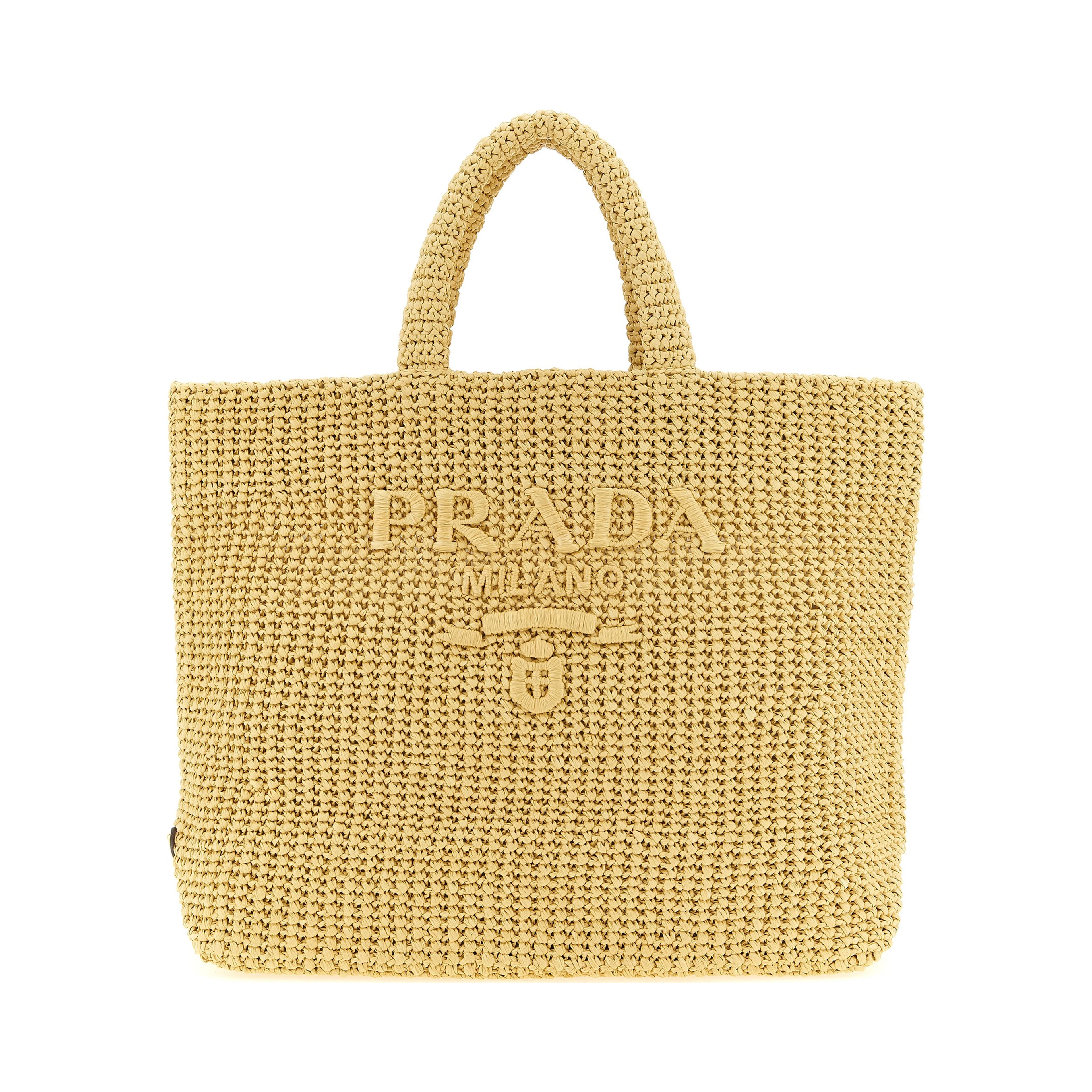 Beige Raffia Tote Bag