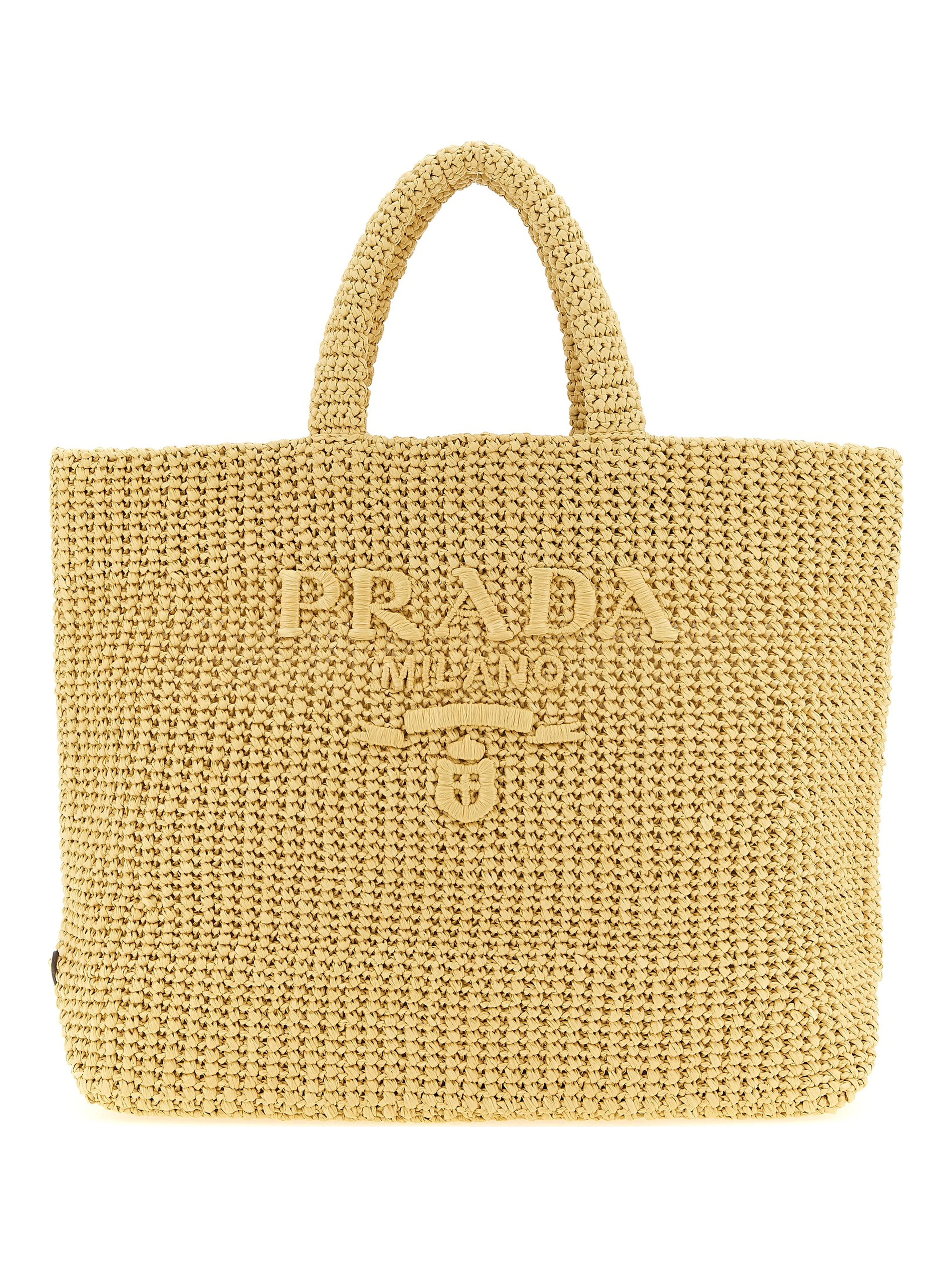 Beige Raffia Tote Bag