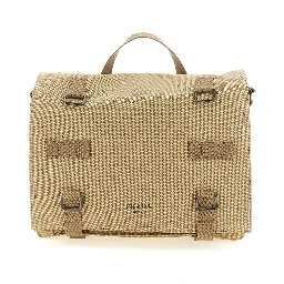 Beige Cotton Crossbody Bag