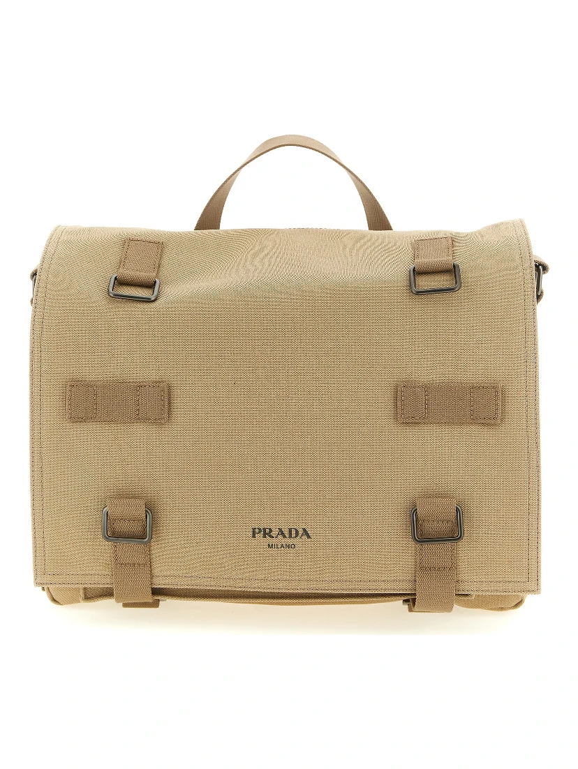 Beige Cotton Crossbody Bag