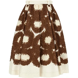 Brown Cotton Midi Skirt