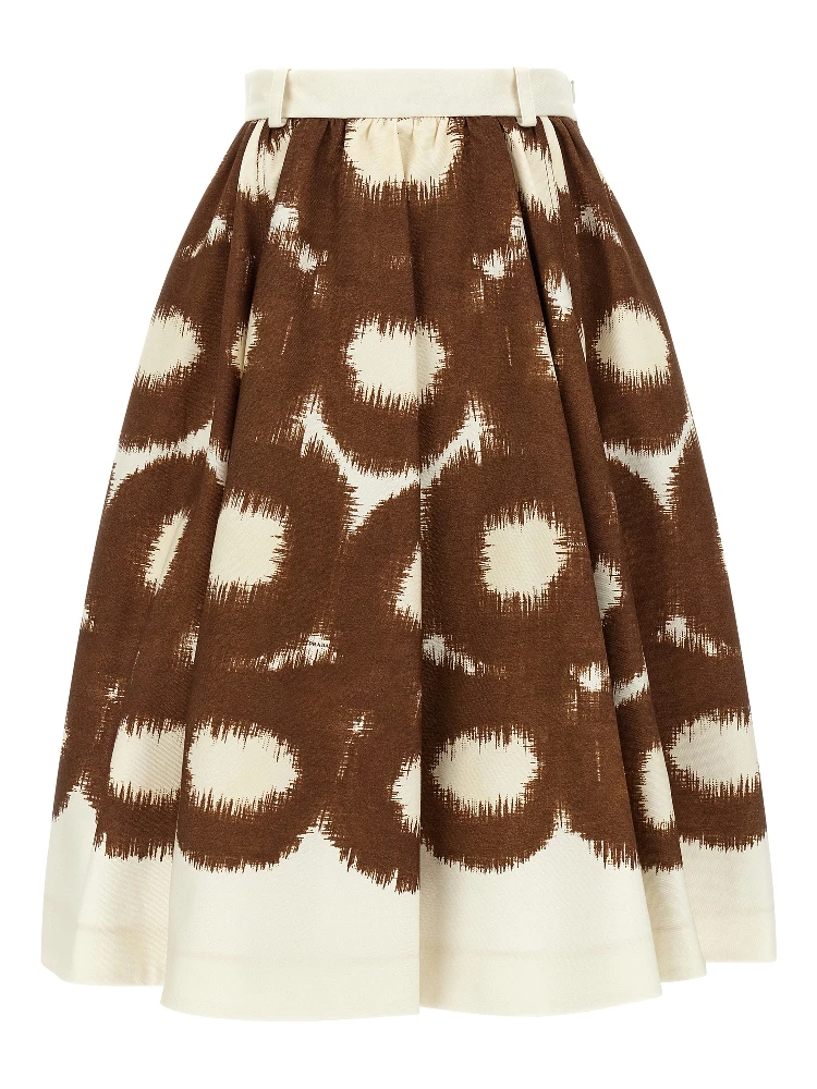 Brown Cotton Midi Skirt