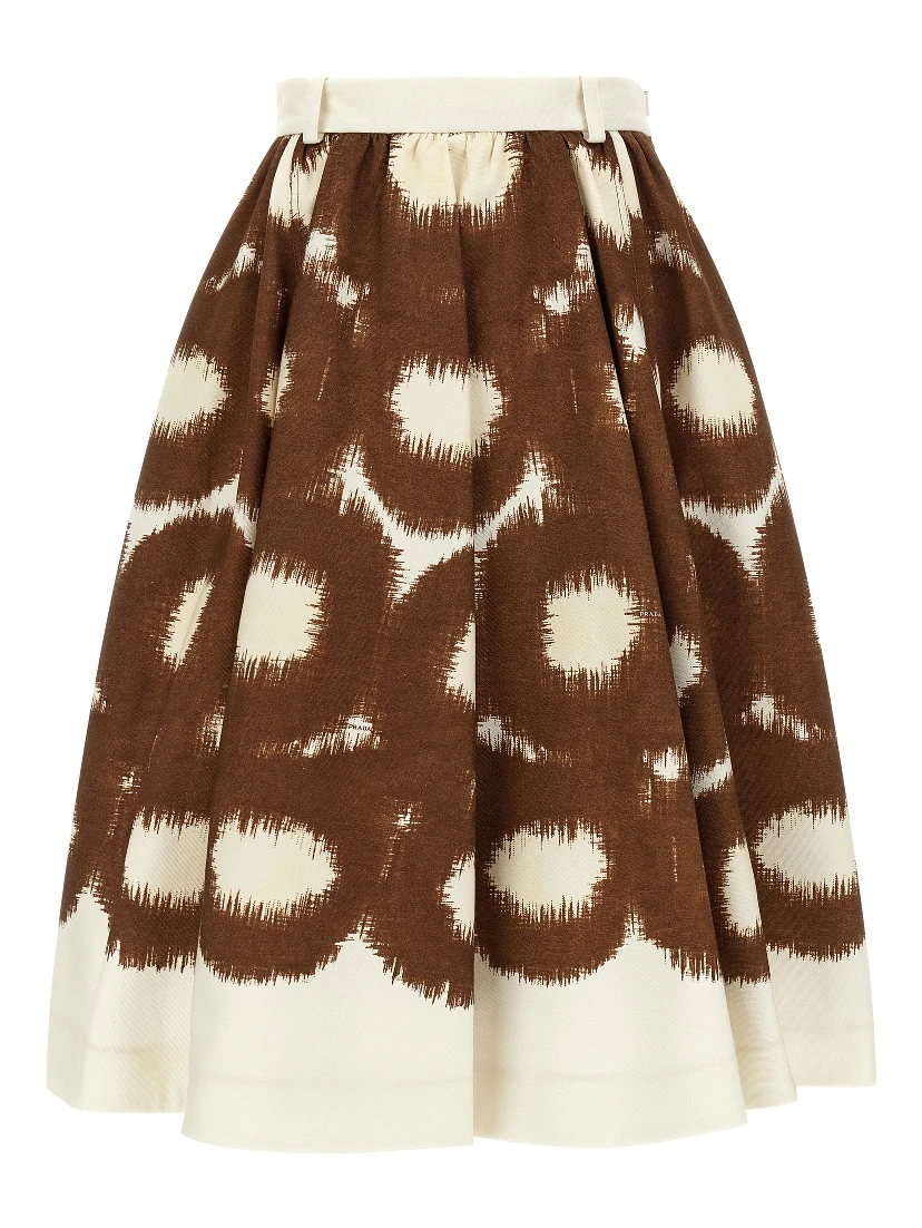 Brown Cotton Midi Skirt