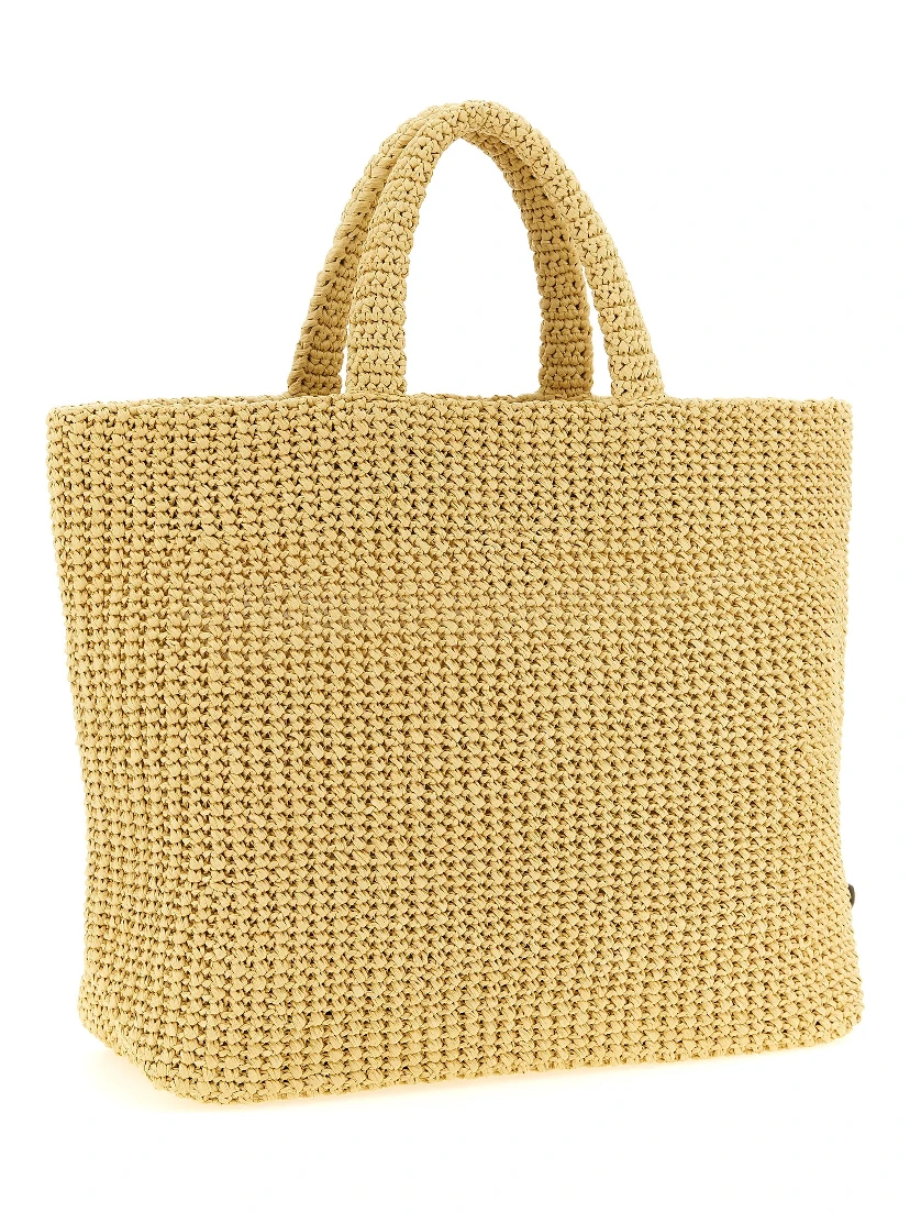 Beige Raffia Tote Bag