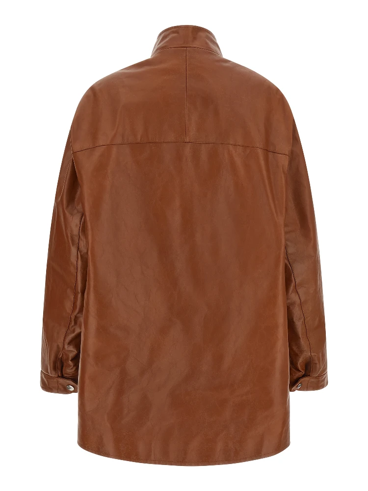 Brown Calfskin Leather Jacket alternative