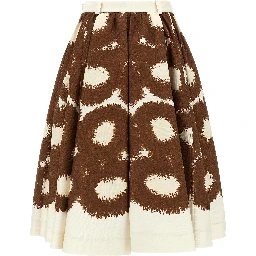 Brown Cotton Midi Skirt