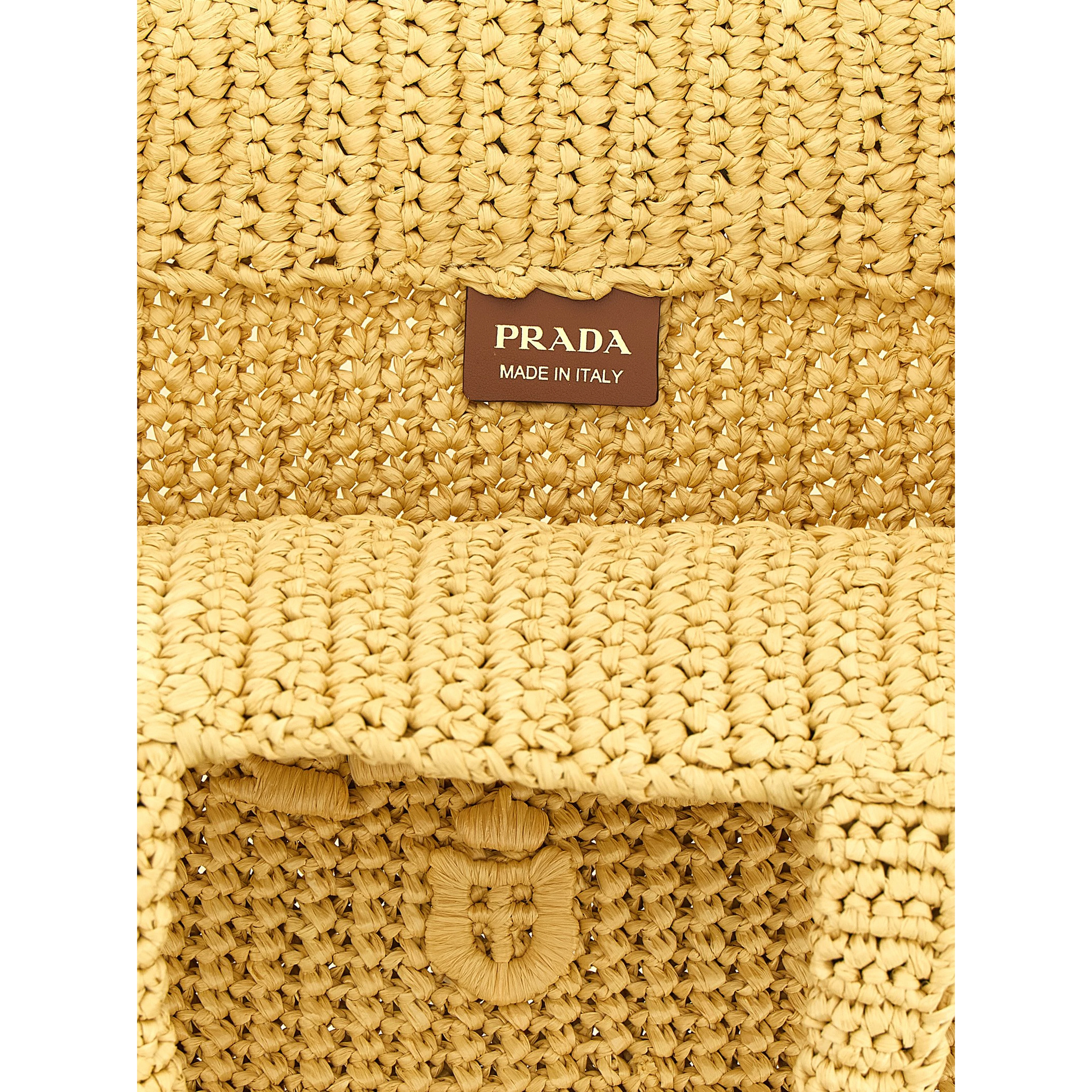 Beige Raffia Tote Bag