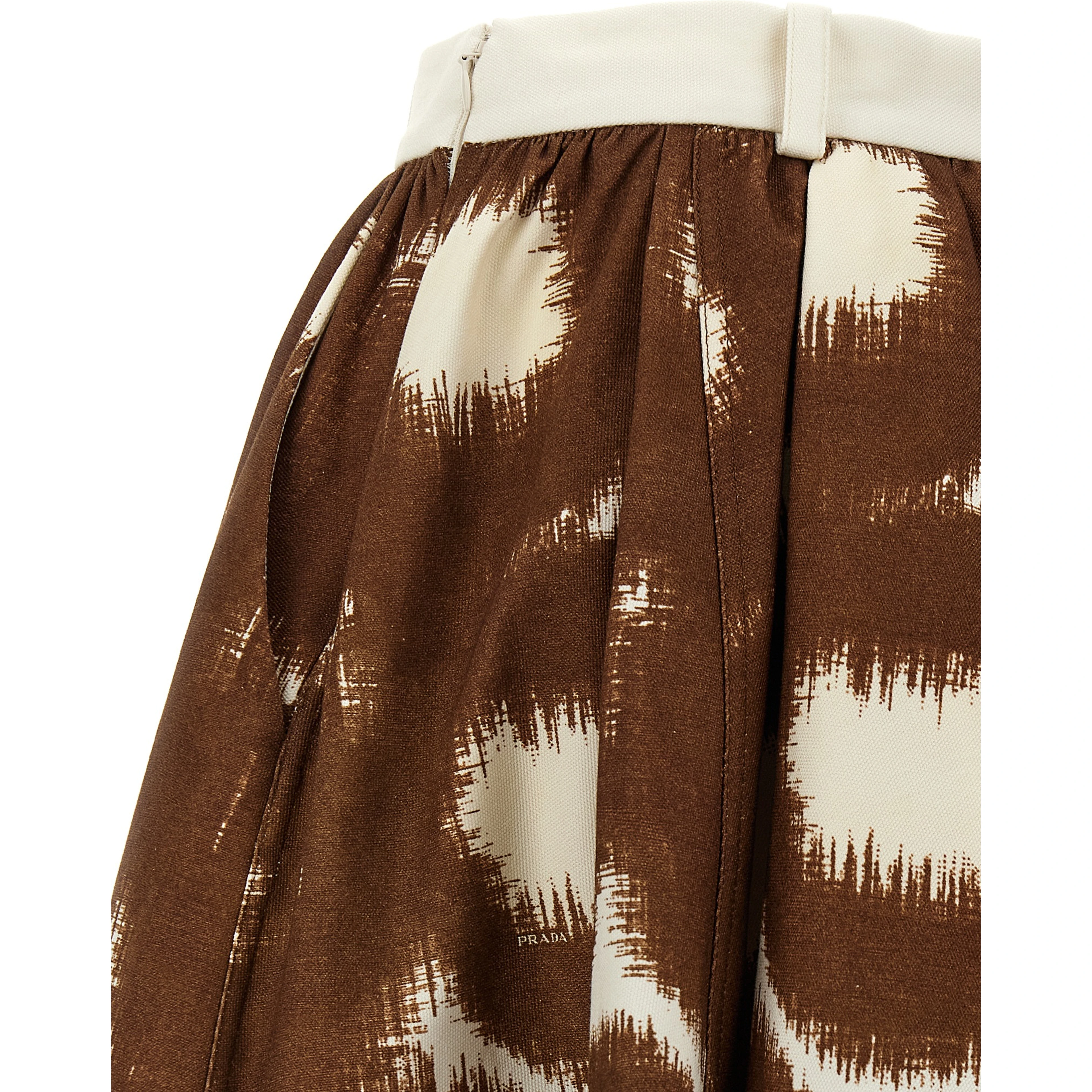 Brown Cotton Midi Skirt