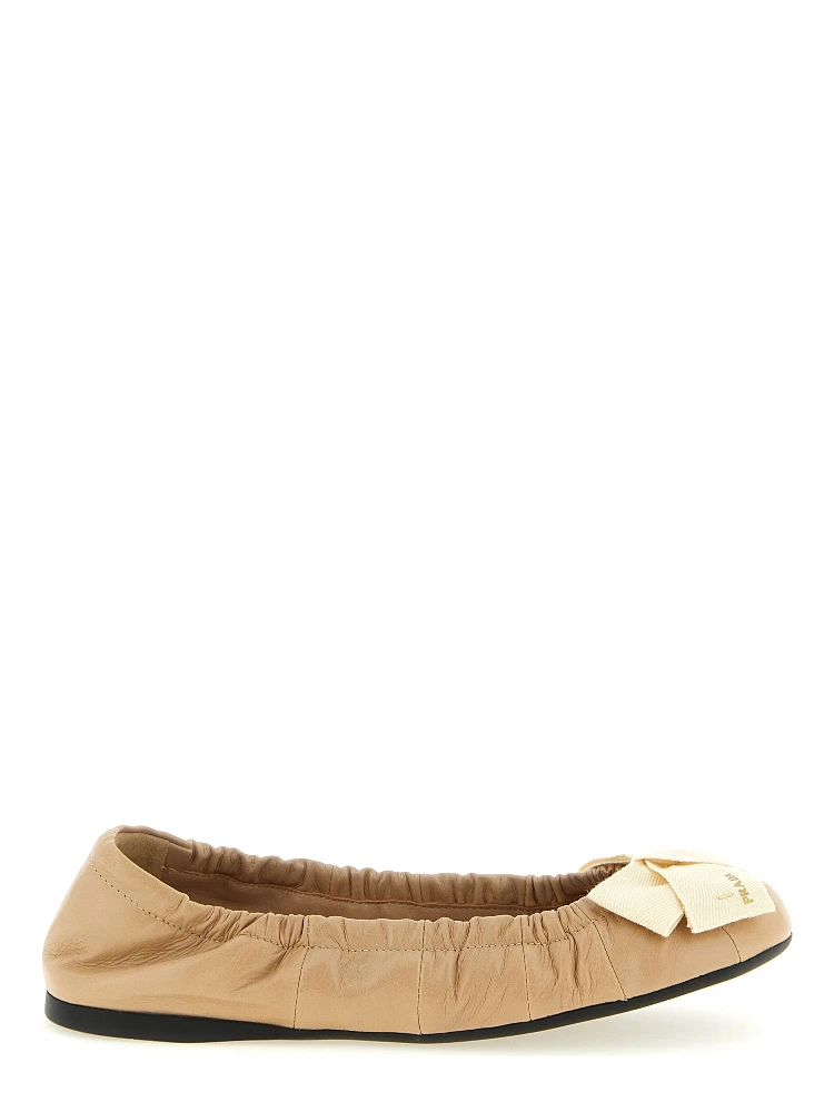 Beige Calfskin Ballet Flats