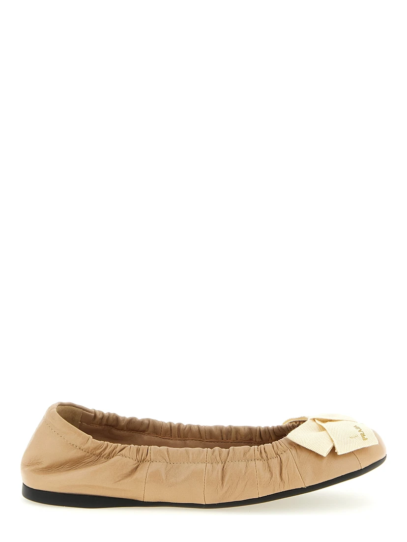 Beige Calfskin Ballet Flats