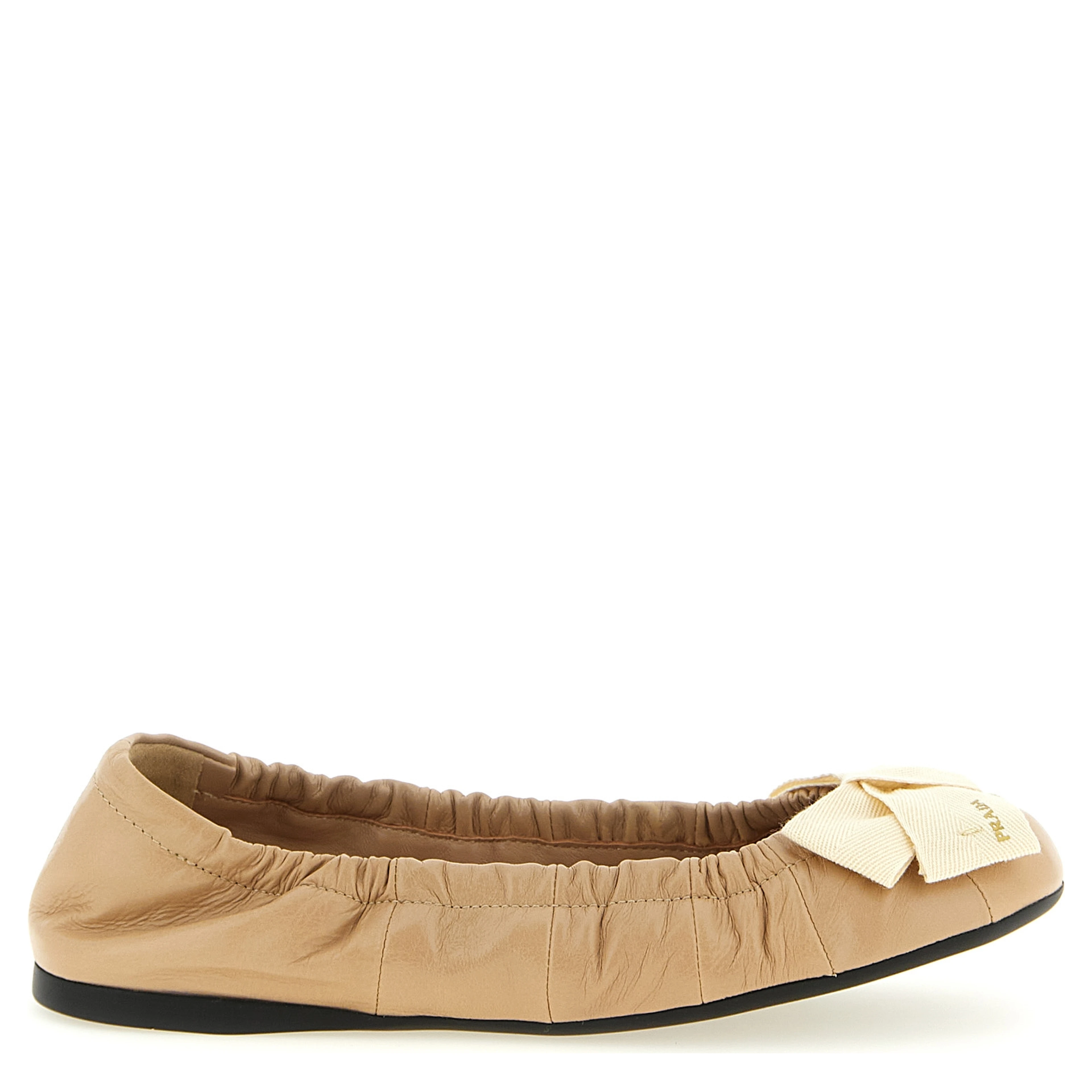 Beige Calfskin Ballet Flats