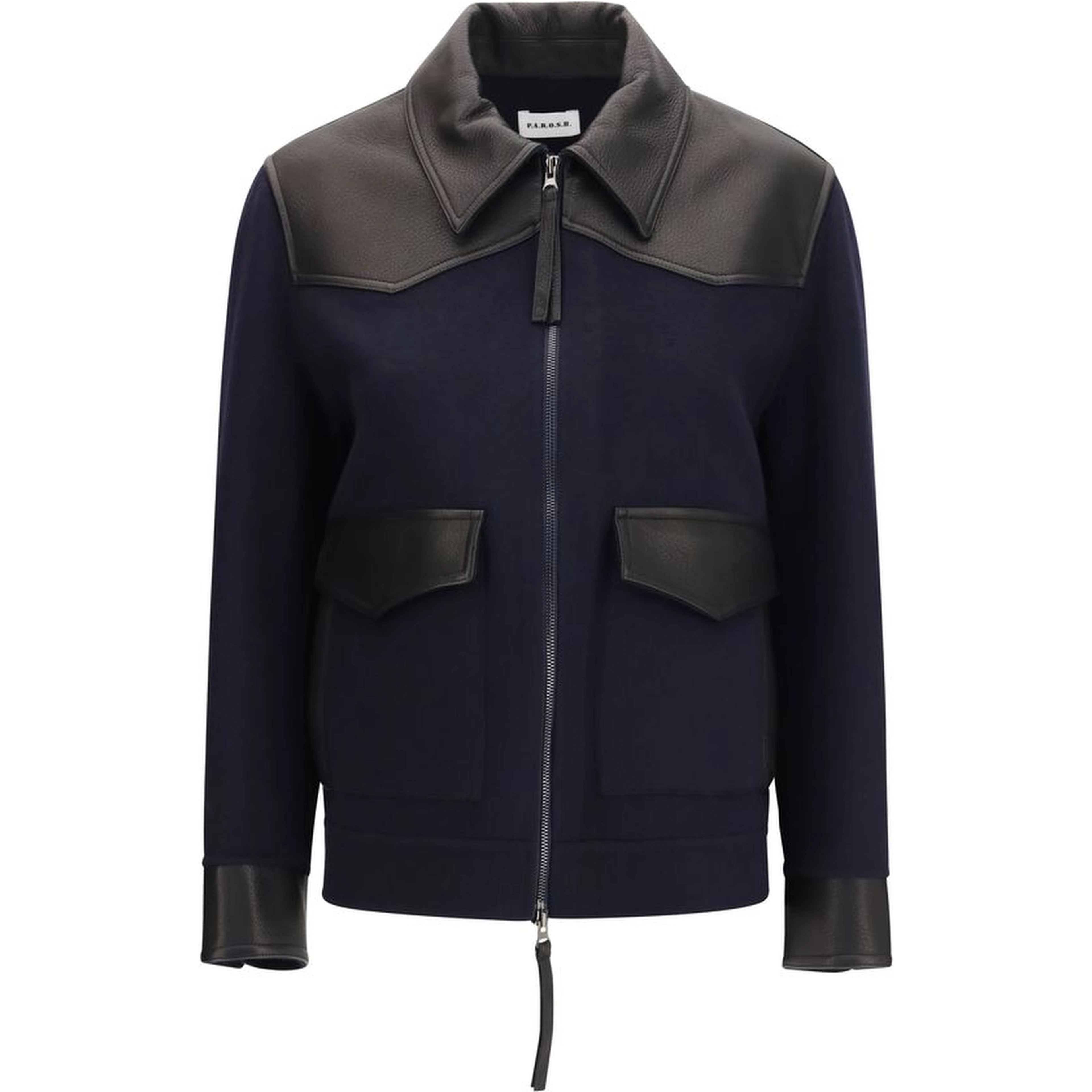Blue Wool Oves Aries Leather Jacket