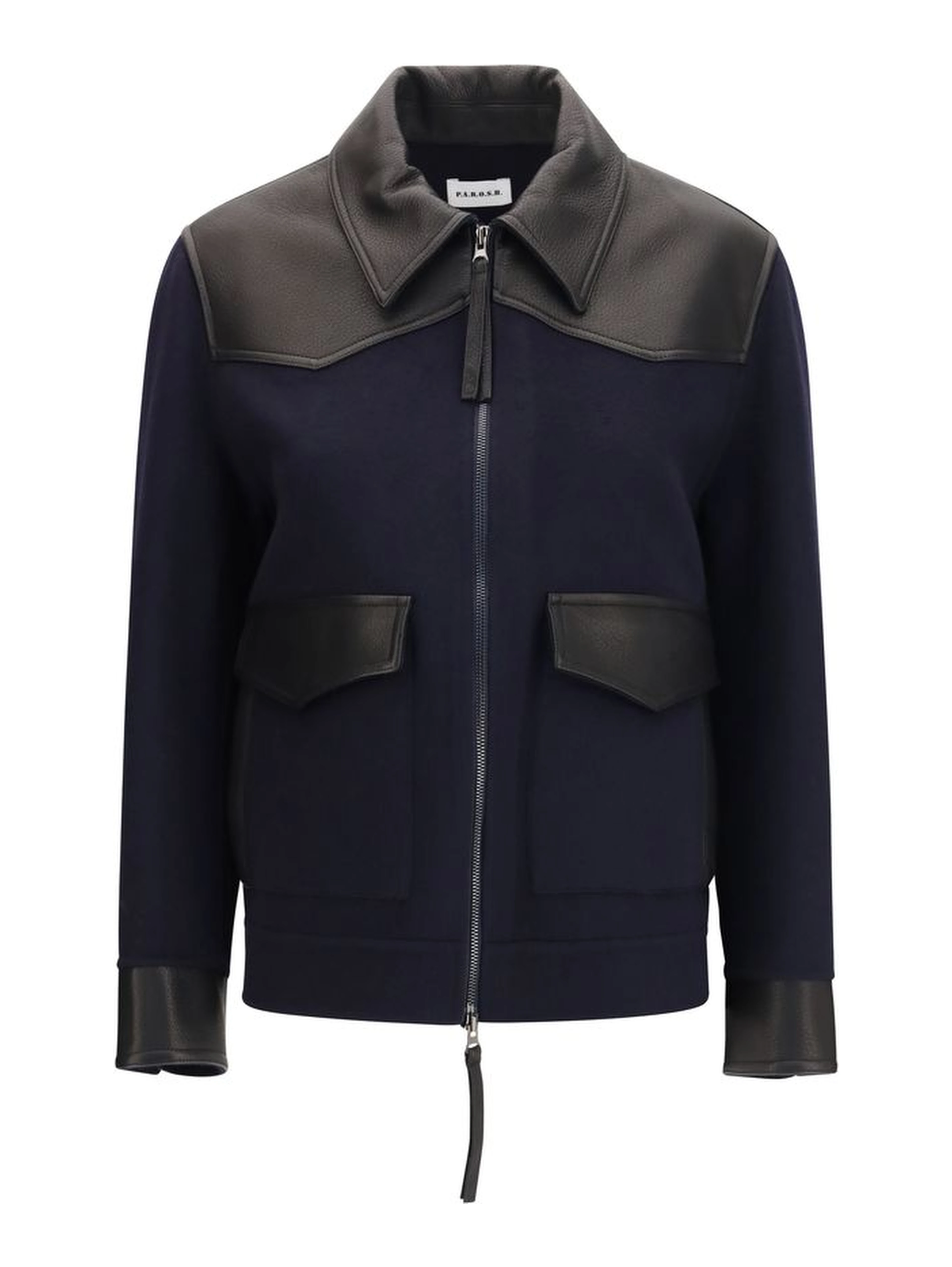 Blue Wool Oves Aries Leather Jacket