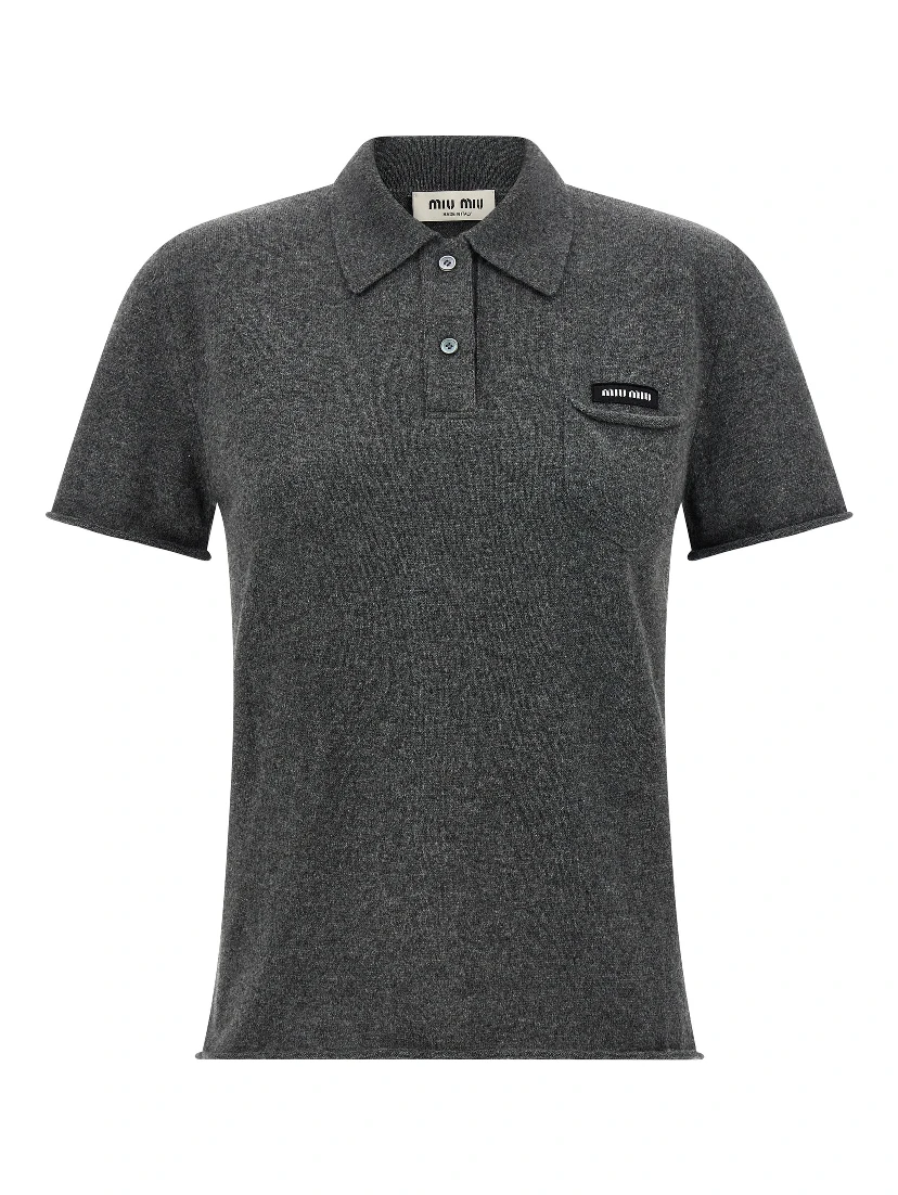 Gray Cashmere Polo Shirt