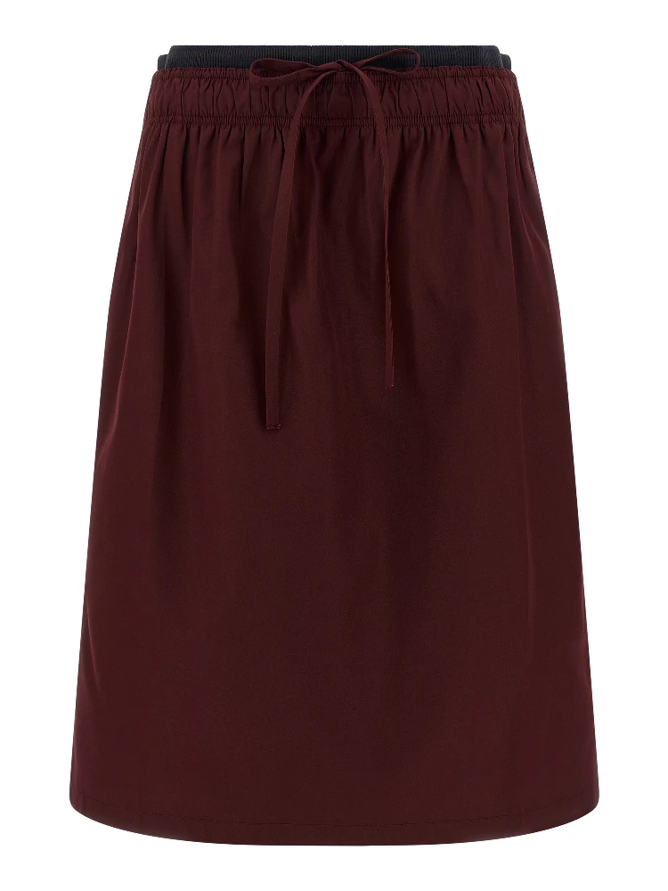 Bordeaux Polyester Midi Skirt