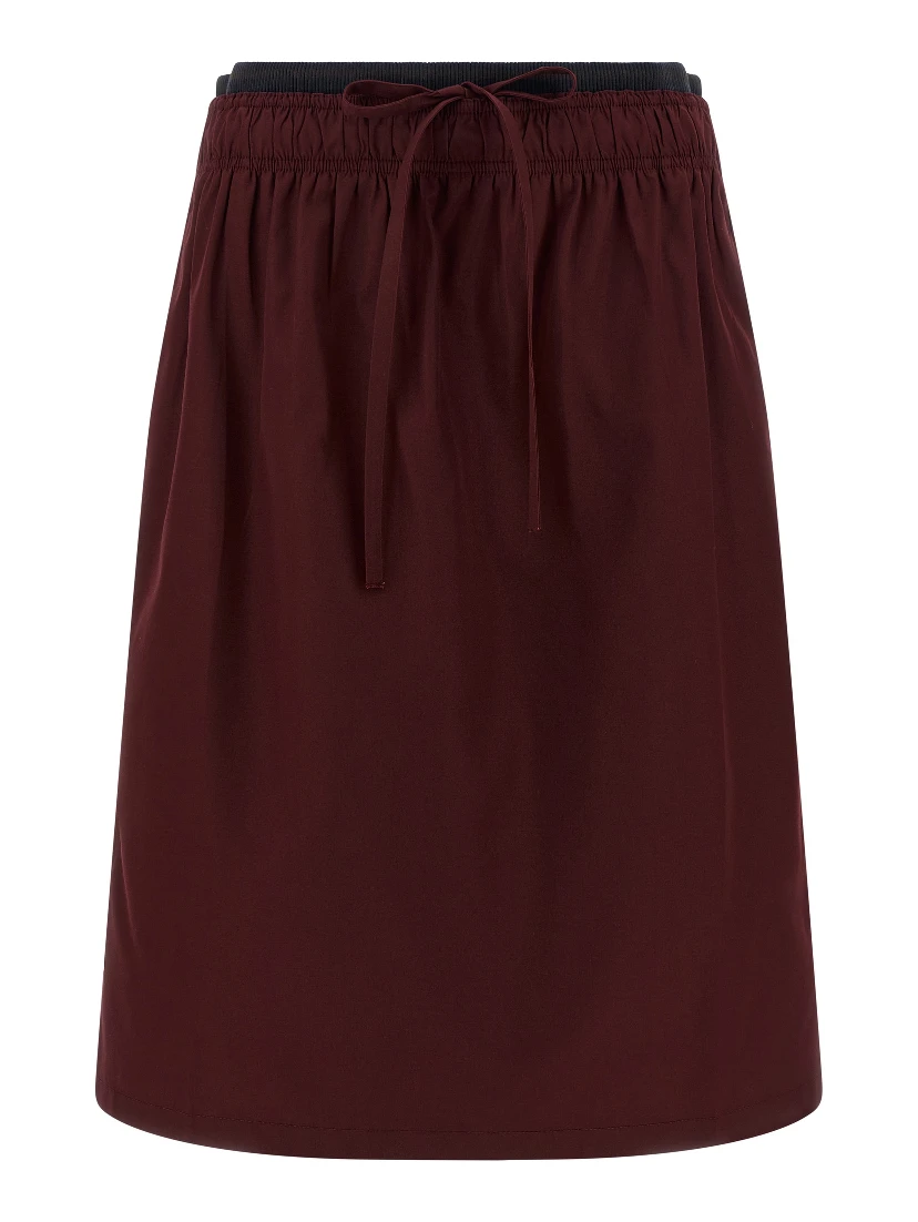 Bordeaux Polyester Midi Skirt